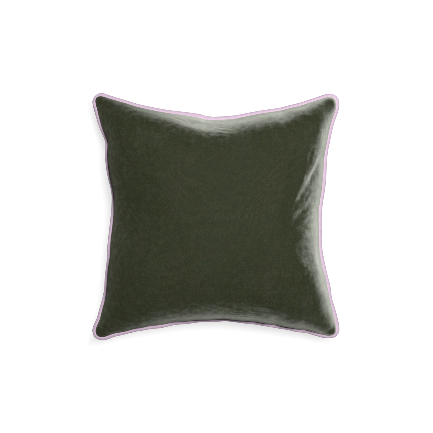 18-square fern velvet custom pillow with l piping on white background