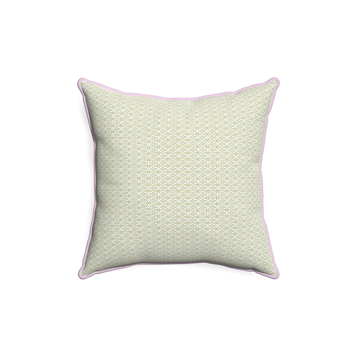 18-square loomi moss custom pillow with l piping on white background
