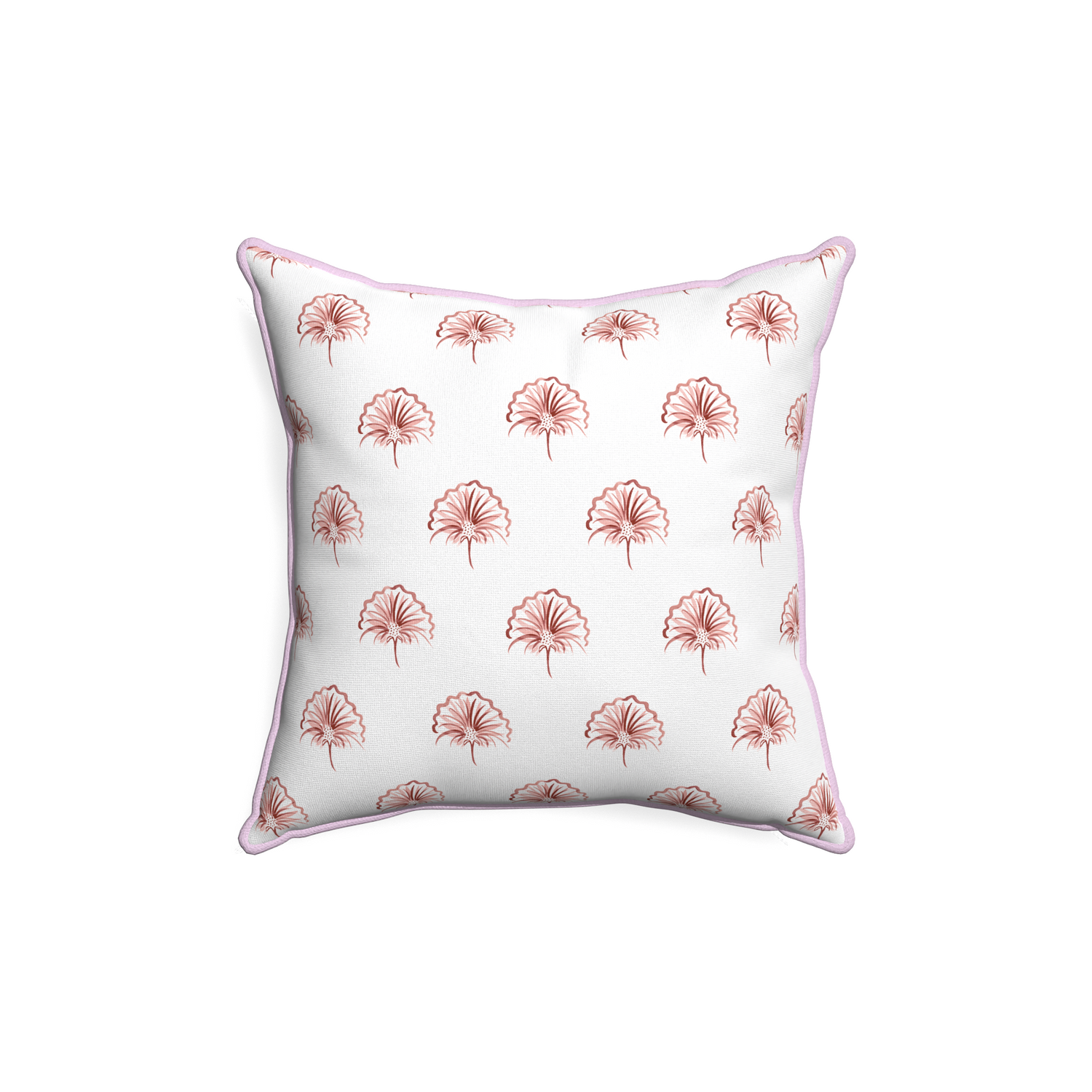 18-square penelope rose custom pillow with l piping on white background