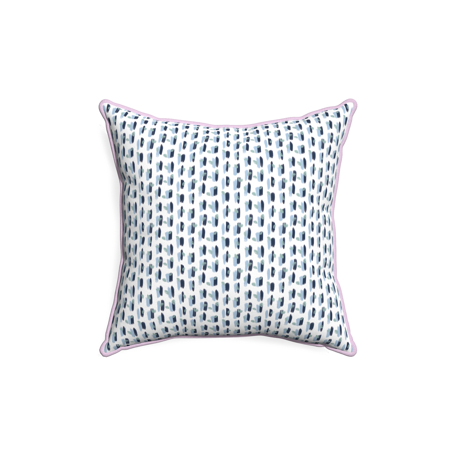 18-square poppy blue custom pillow with l piping on white background