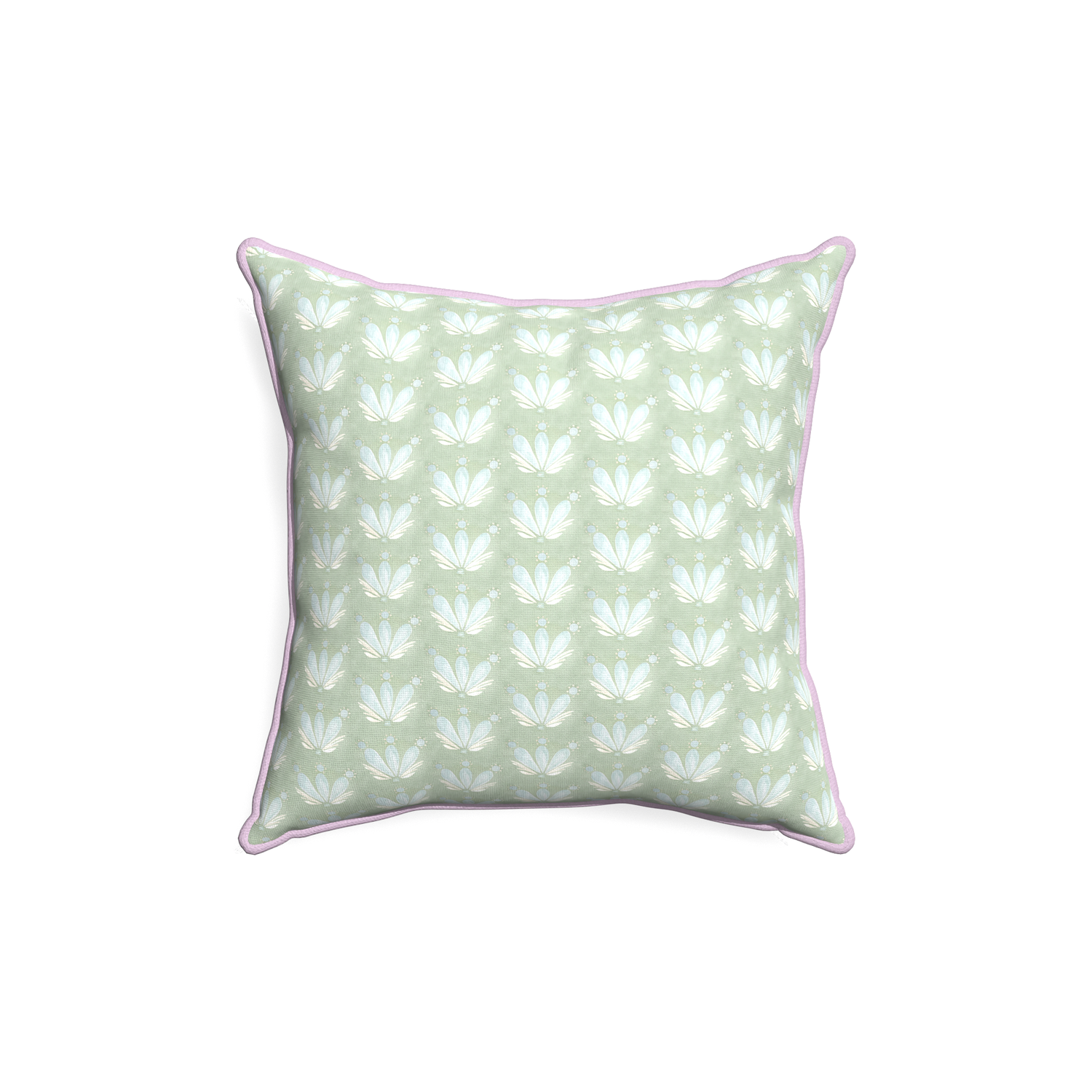 18-square serena sea salt custom blue & green floral drop repeatpillow with l piping on white background