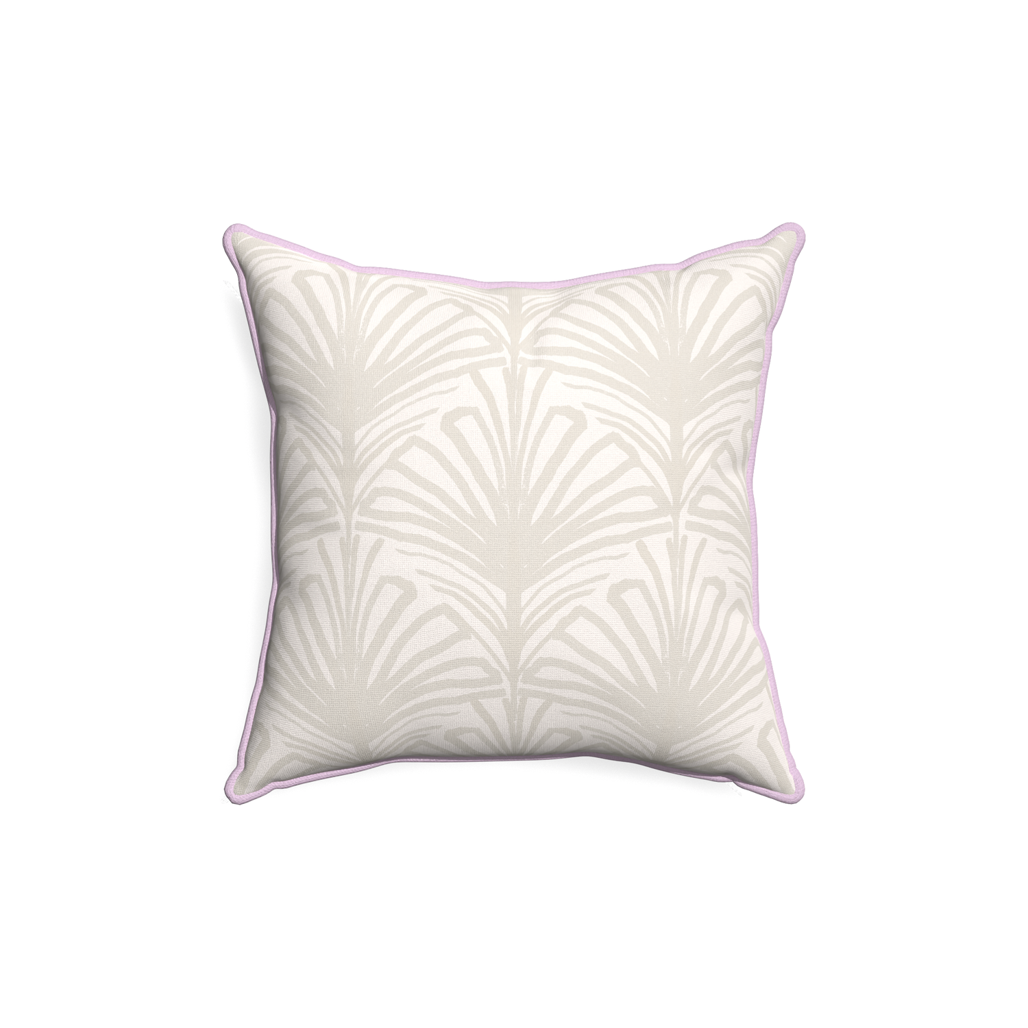 18-square suzy sand custom pillow with l piping on white background