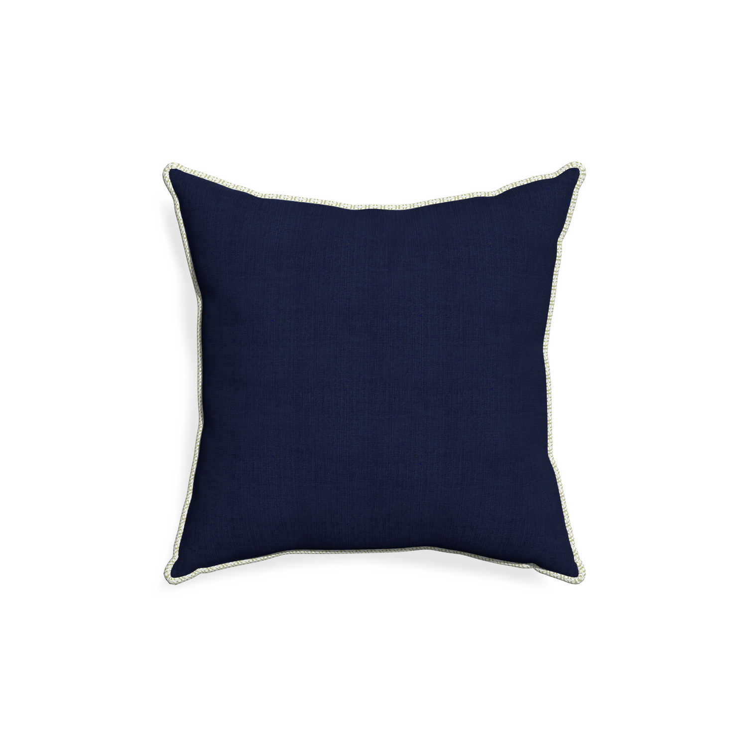 18-square midnight custom pillow with l piping on white background