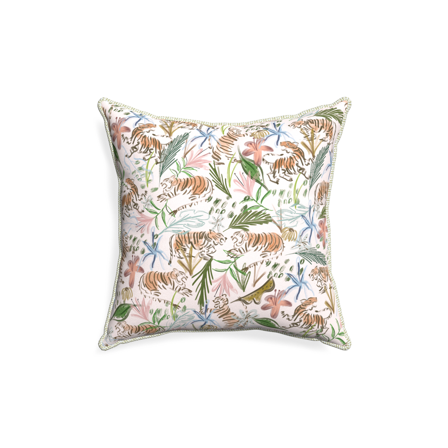 18-square frida pink custom pink chinoiserie tigerpillow with l piping on white background