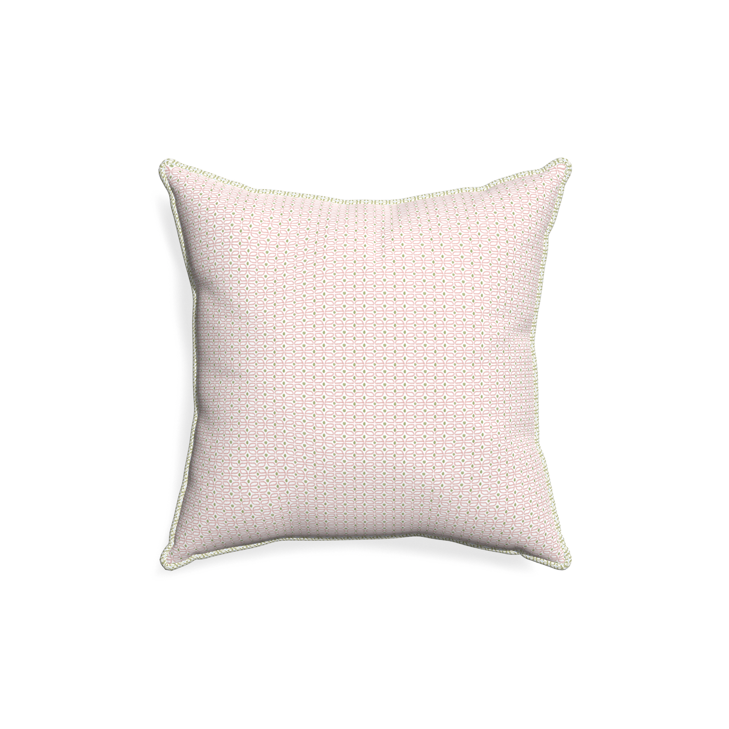 18-square loomi pink custom pillow with l piping on white background