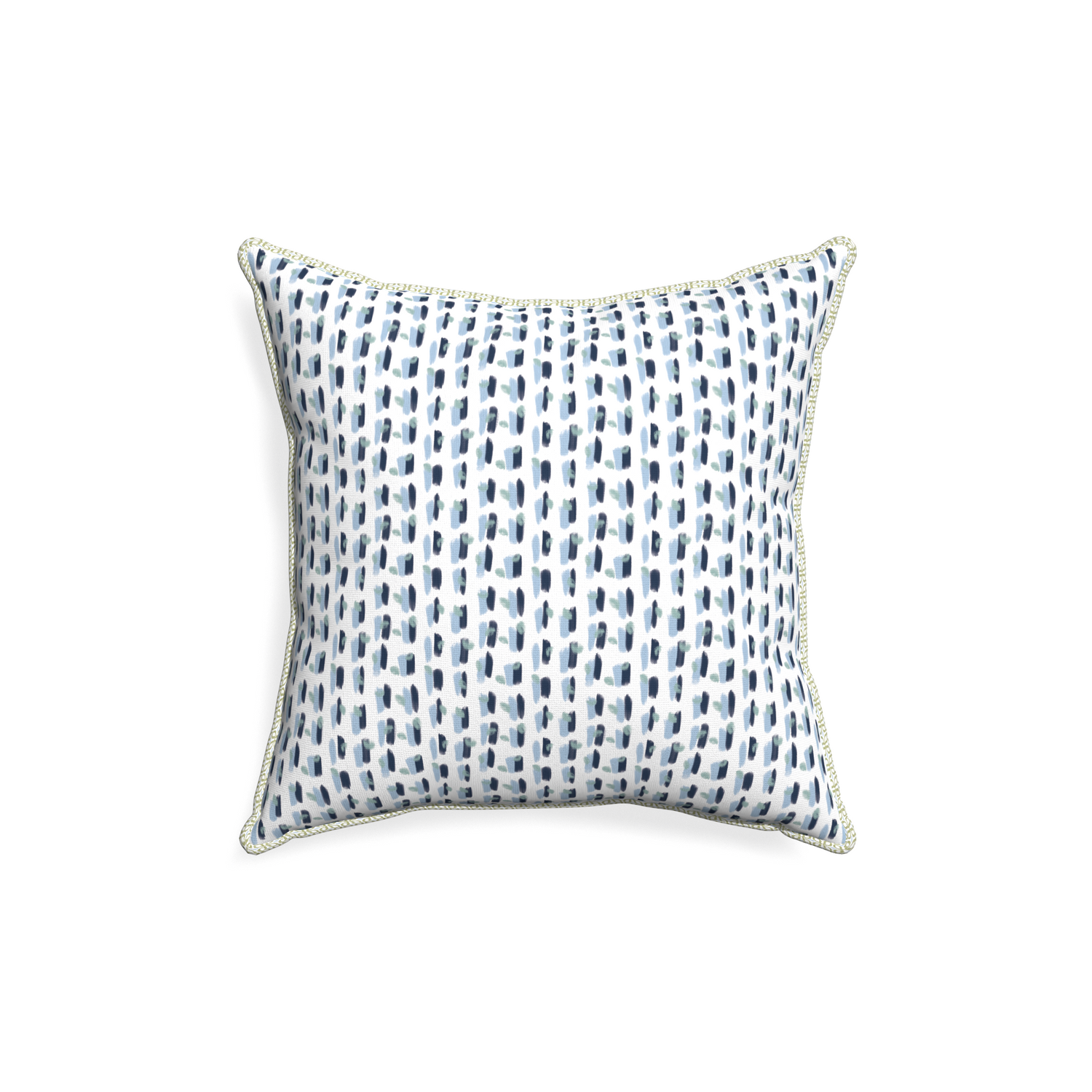 18-square poppy blue custom pillow with l piping on white background