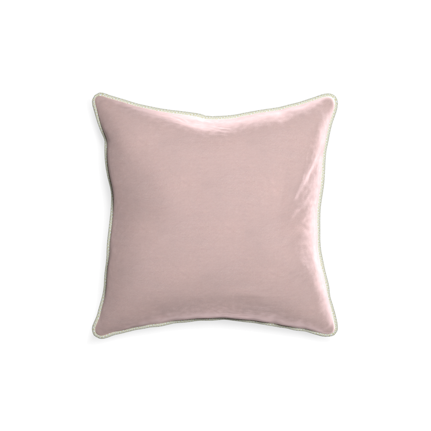 18-square rose velvet custom pillow with l piping on white background