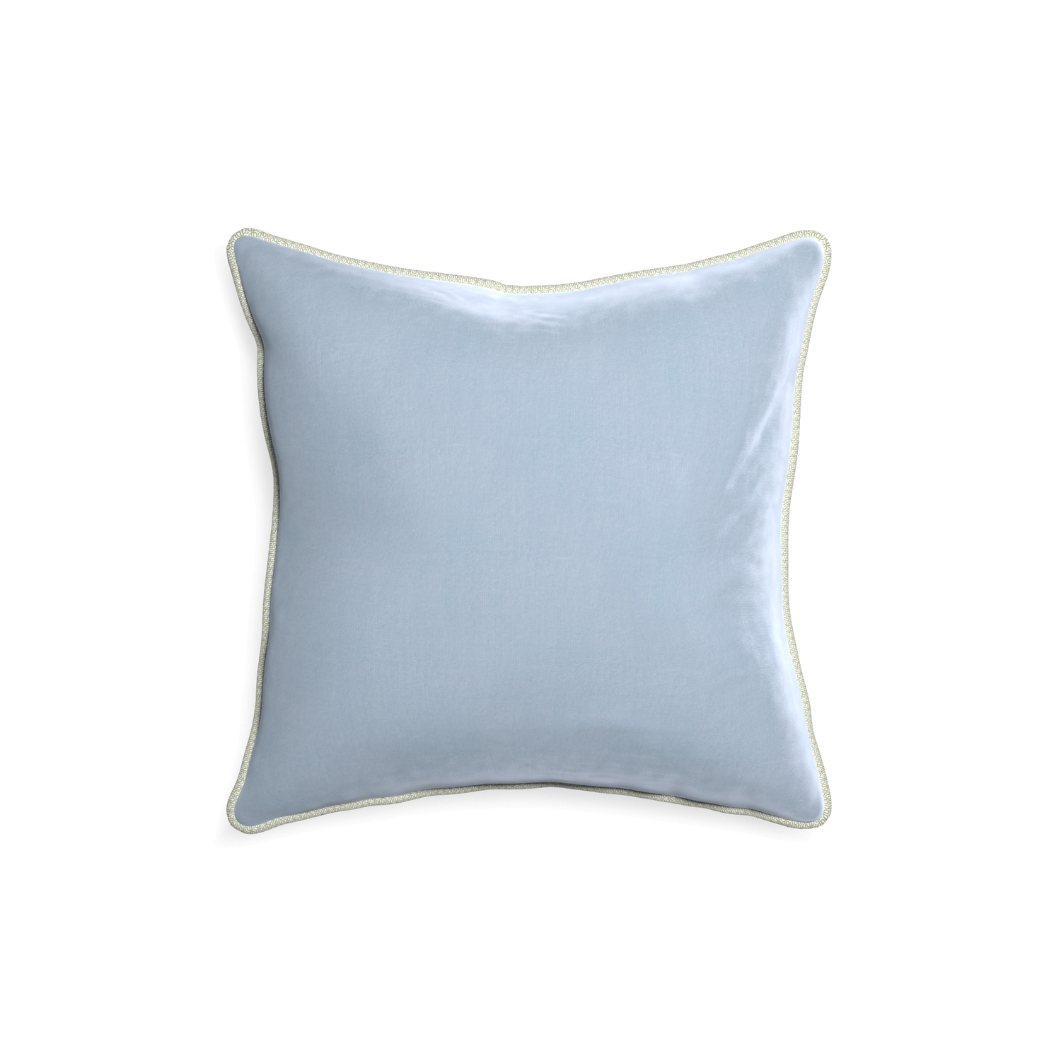 18-square sky velvet custom pillow with l piping on white background
