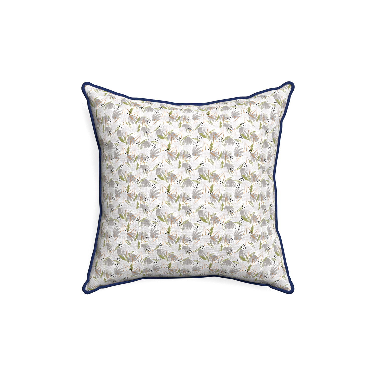 18-square eden grey custom pillow with midnight piping on white background