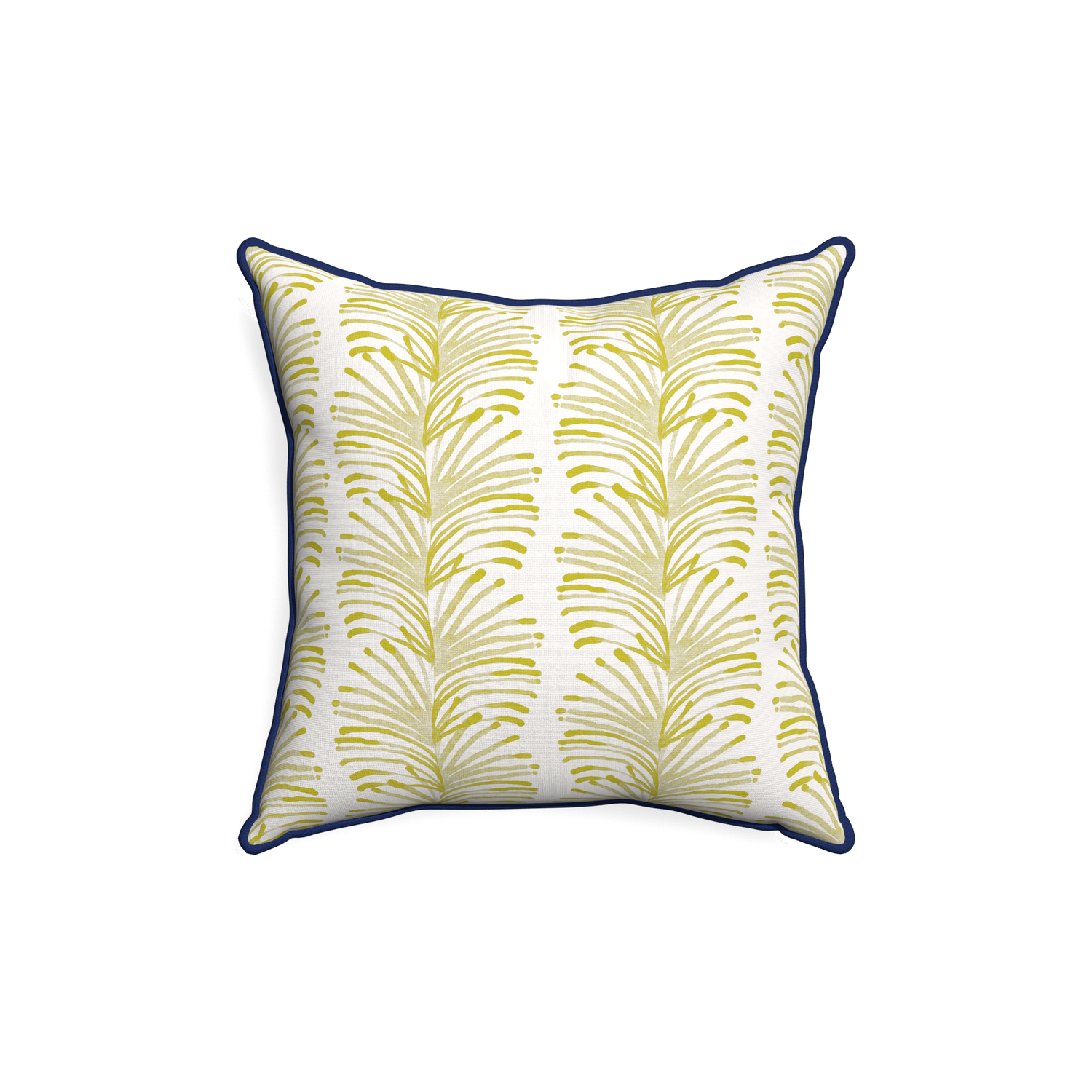 18-square emma chartreuse custom pillow with midnight piping on white background