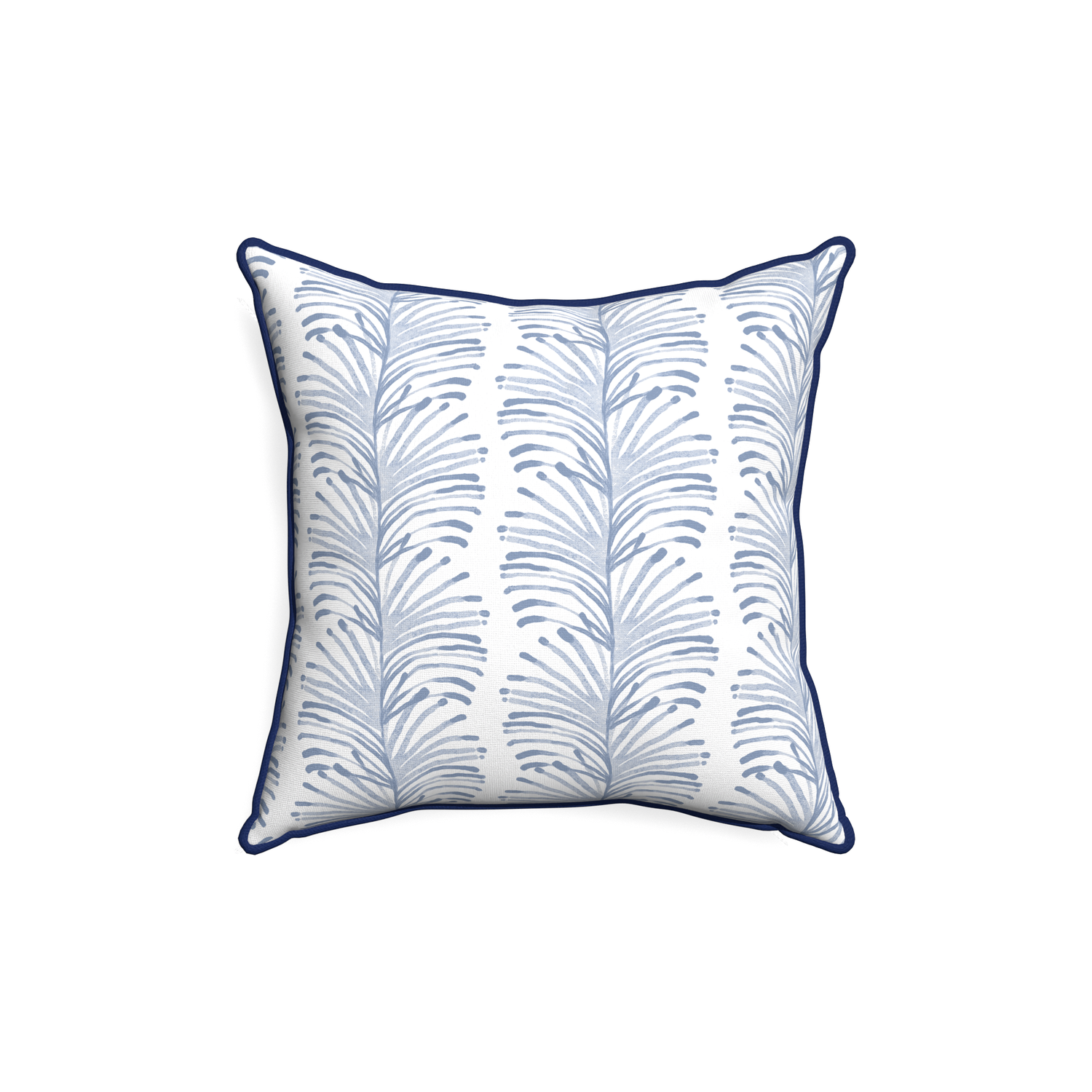 18-square emma sky custom pillow with midnight piping on white background
