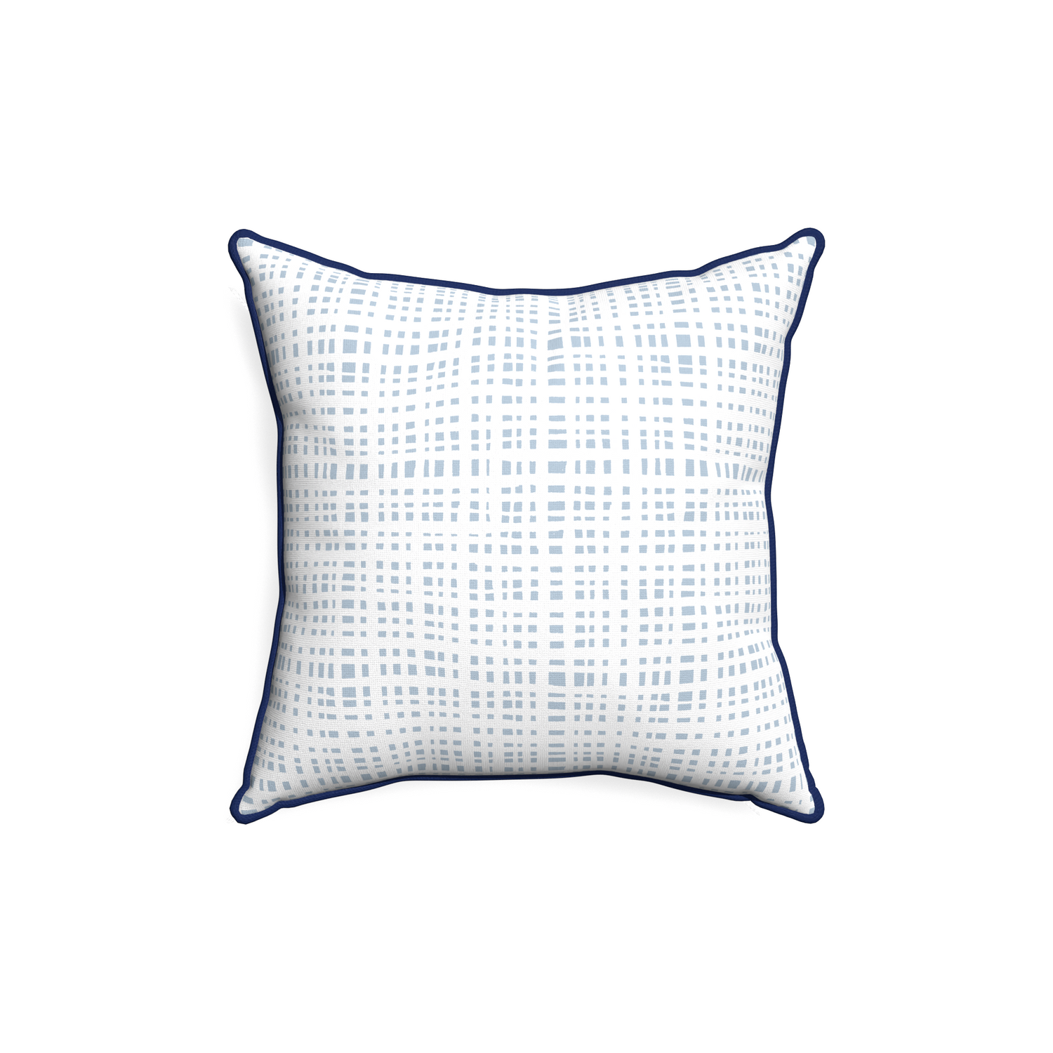 18-square ginger sky custom pillow with midnight piping on white background