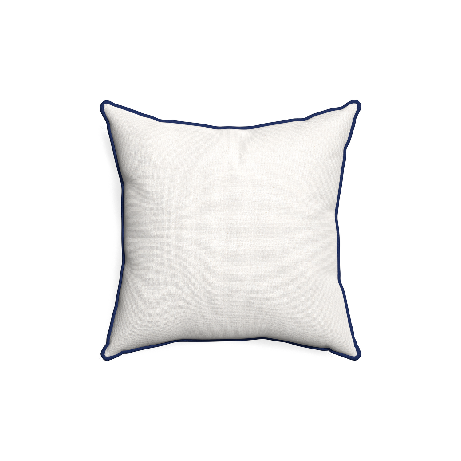 18-square flour custom pillow with midnight piping on white background