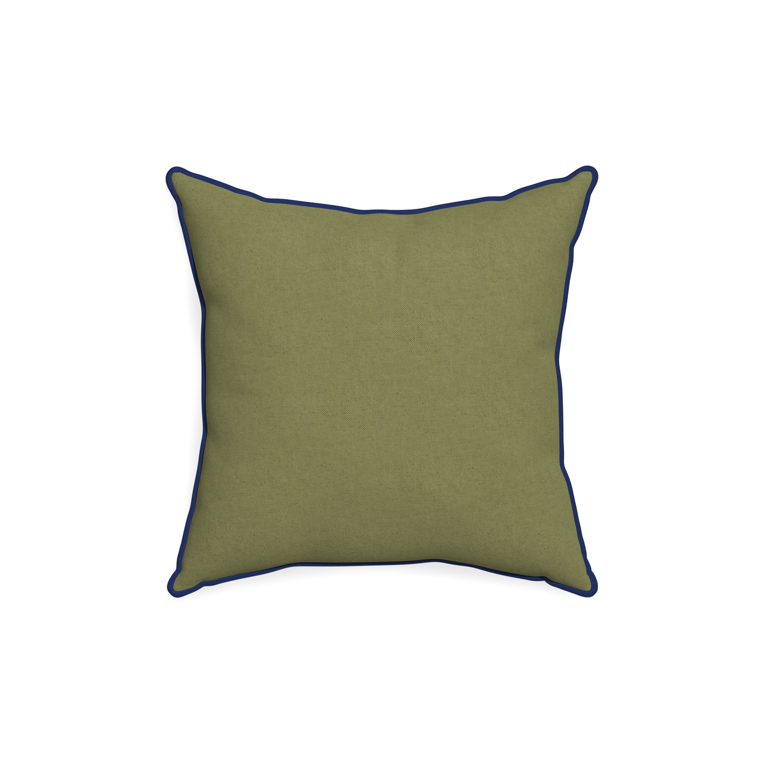 18-square moss custom moss greenpillow with midnight piping on white background