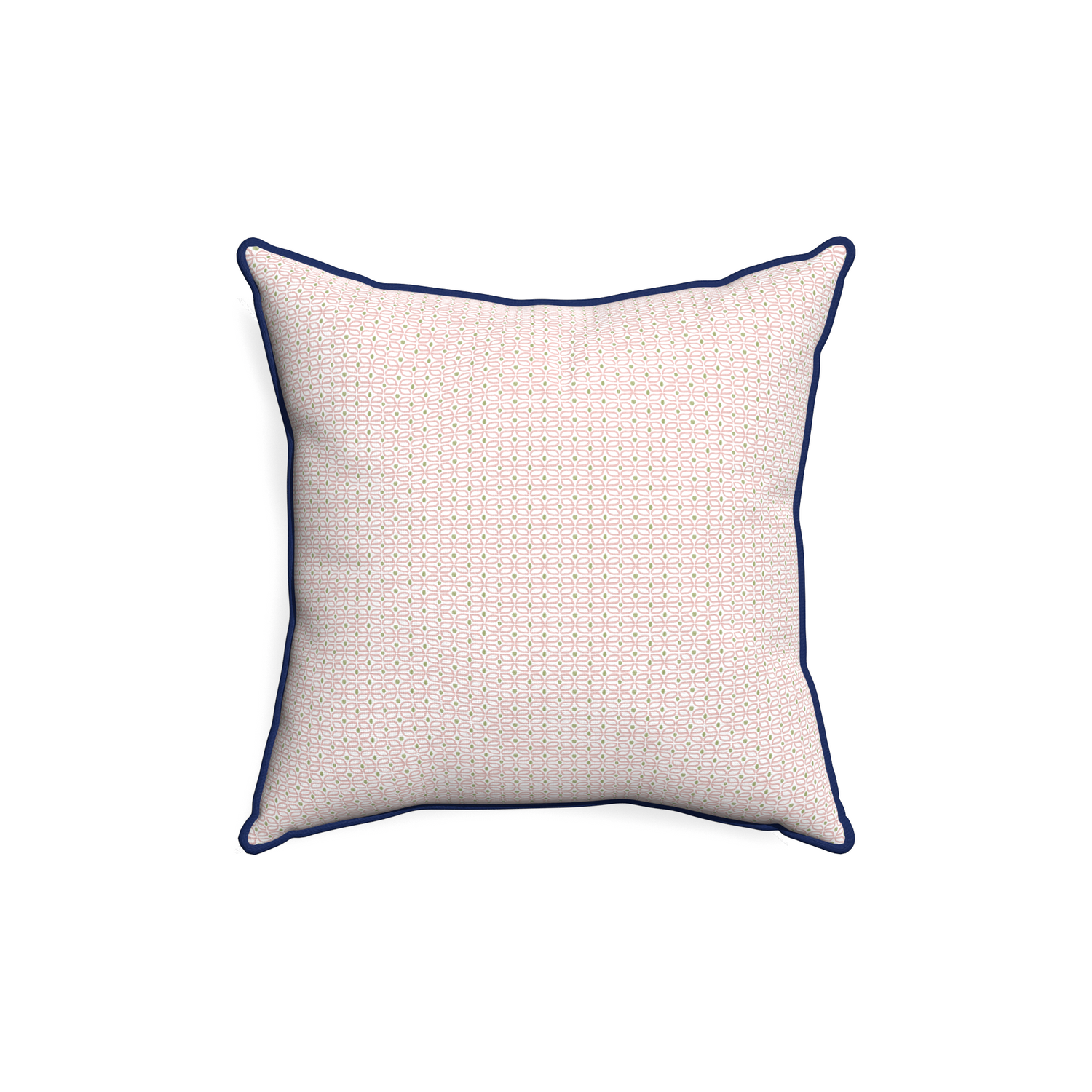 18-square loomi pink custom pillow with midnight piping on white background