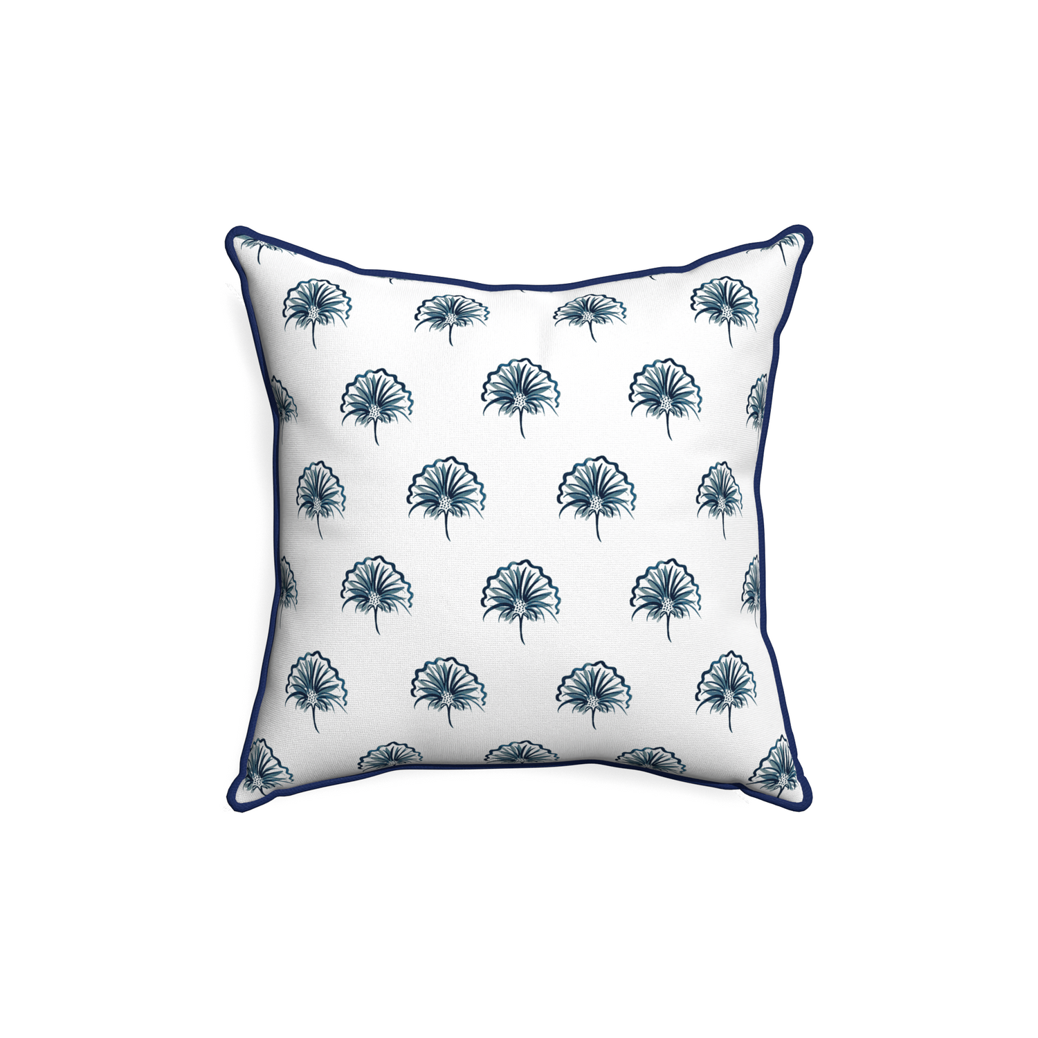 18-square penelope midnight custom pillow with midnight piping on white background