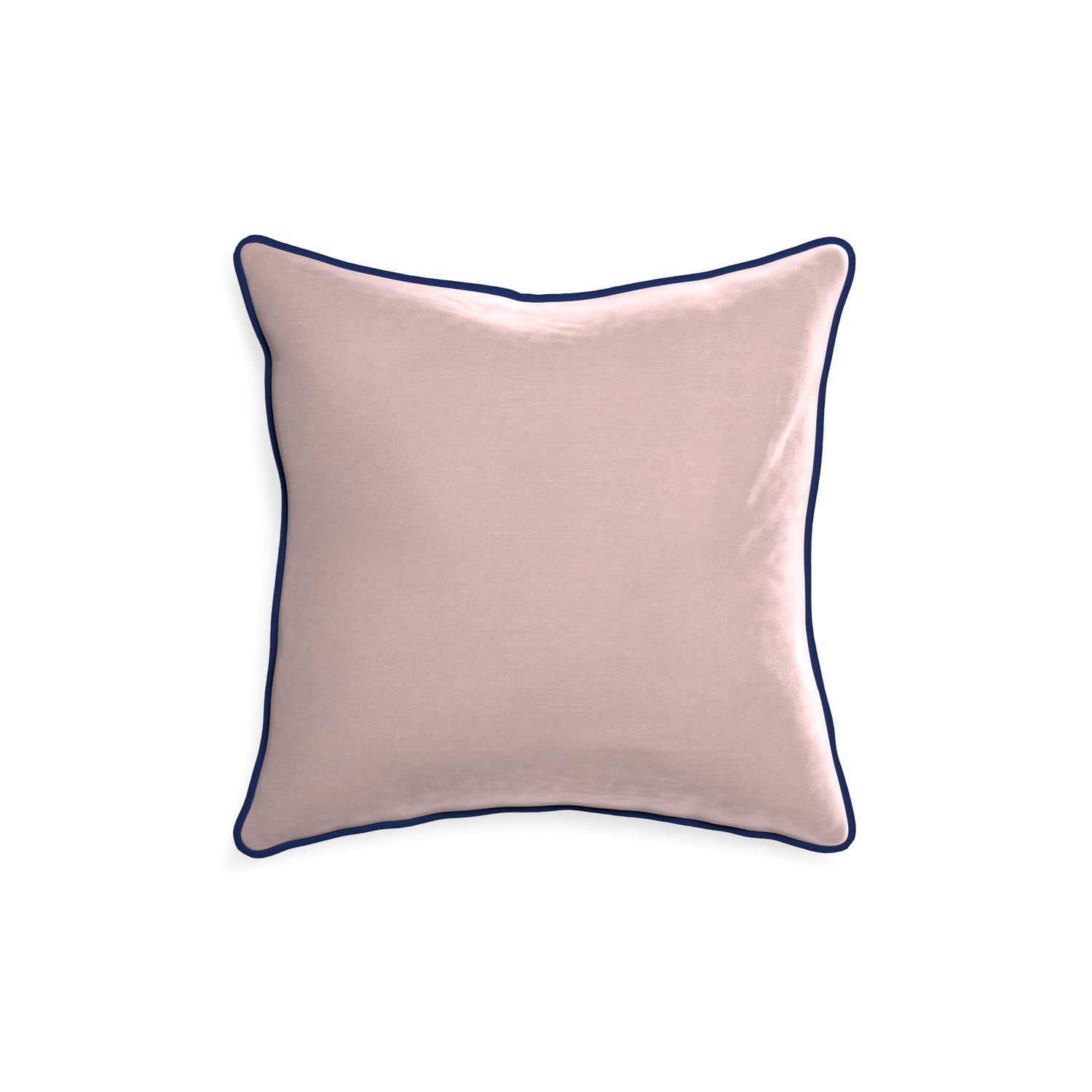 18-square rose velvet custom pillow with midnight piping on white background