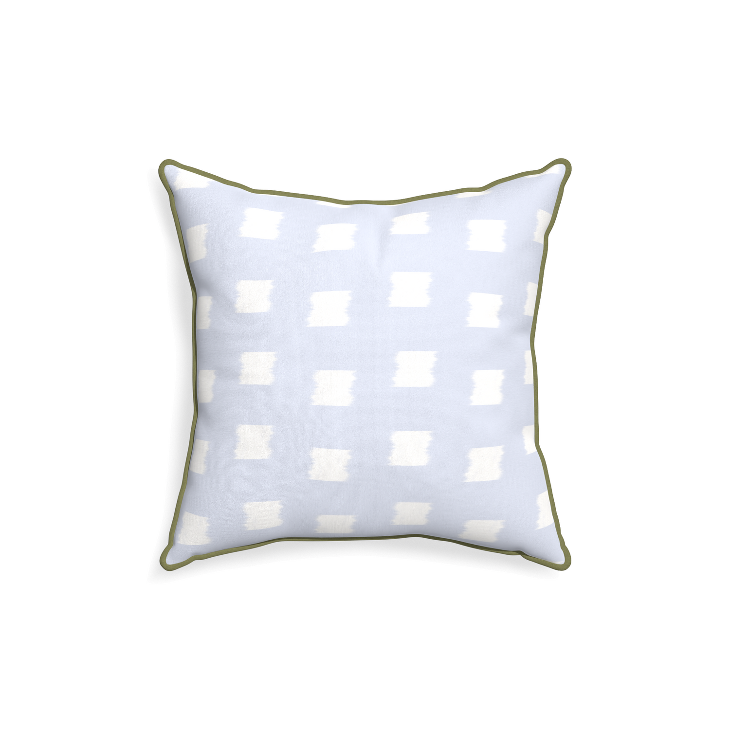 18-square denton custom sky blue patternpillow with moss piping on white background
