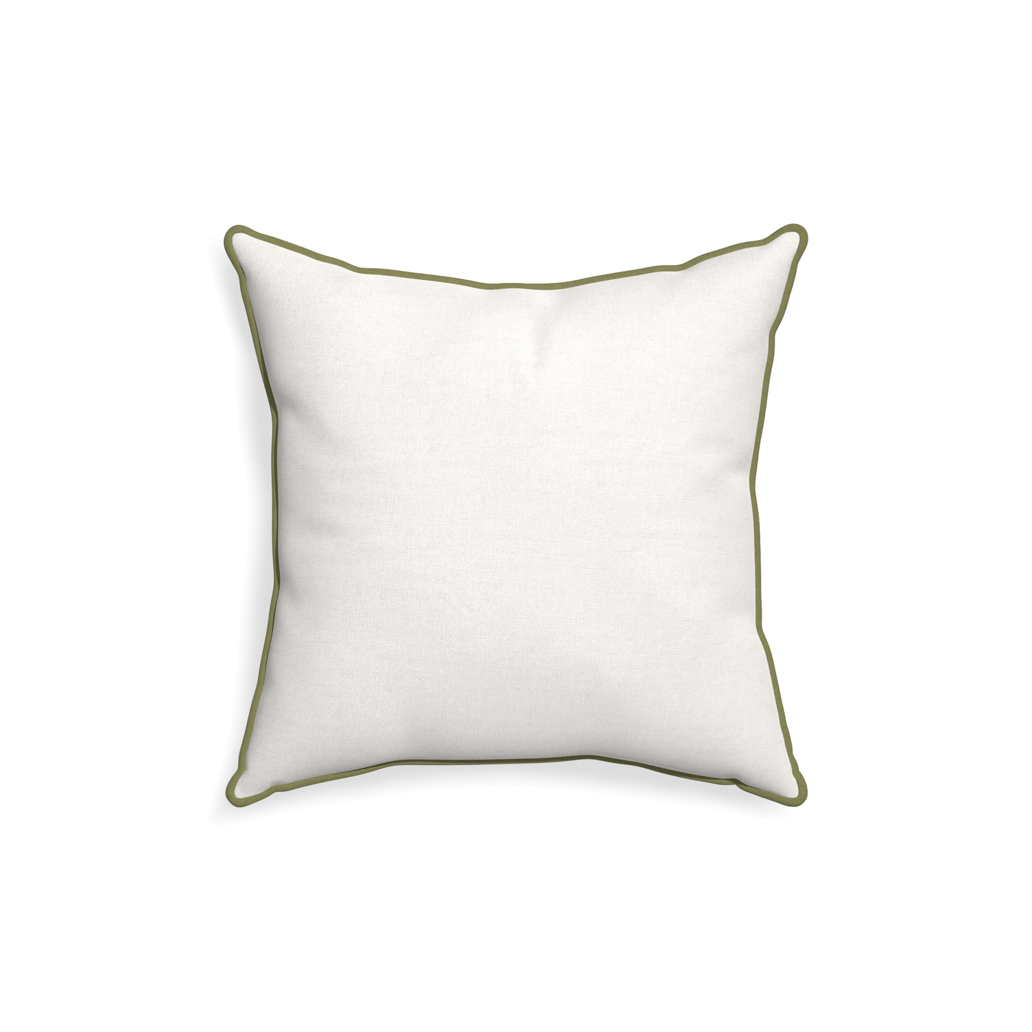 18-square flour custom pillow with moss piping on white background