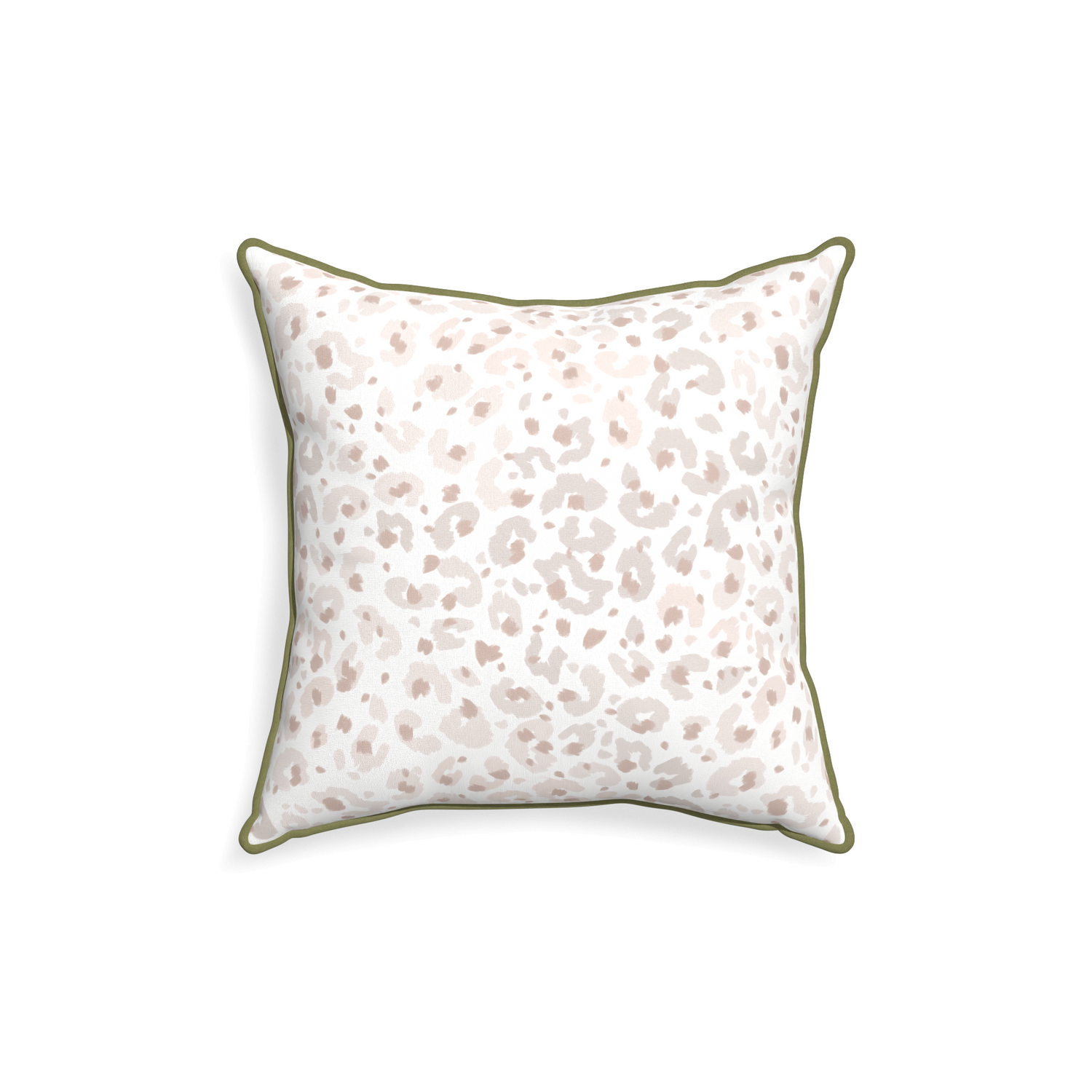 18-square rosie custom pillow with moss piping on white background