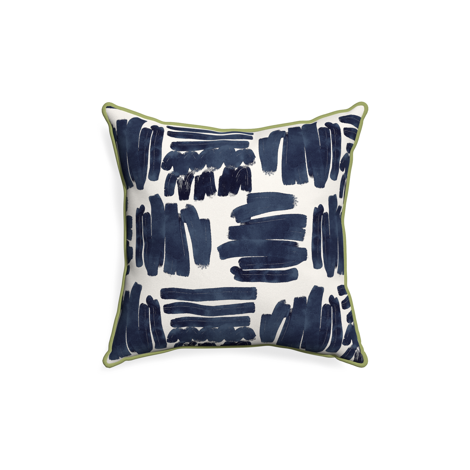 18-square warby custom pillow with moss piping on white background