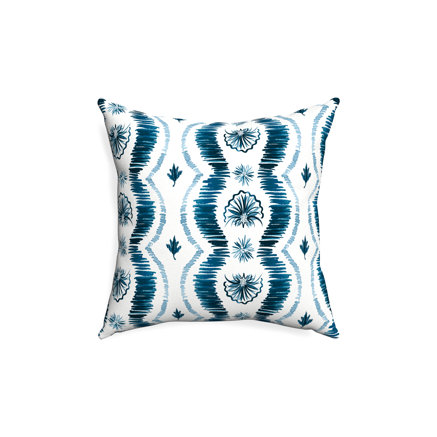 18-square alice custom blue ikatpillow with none on white background