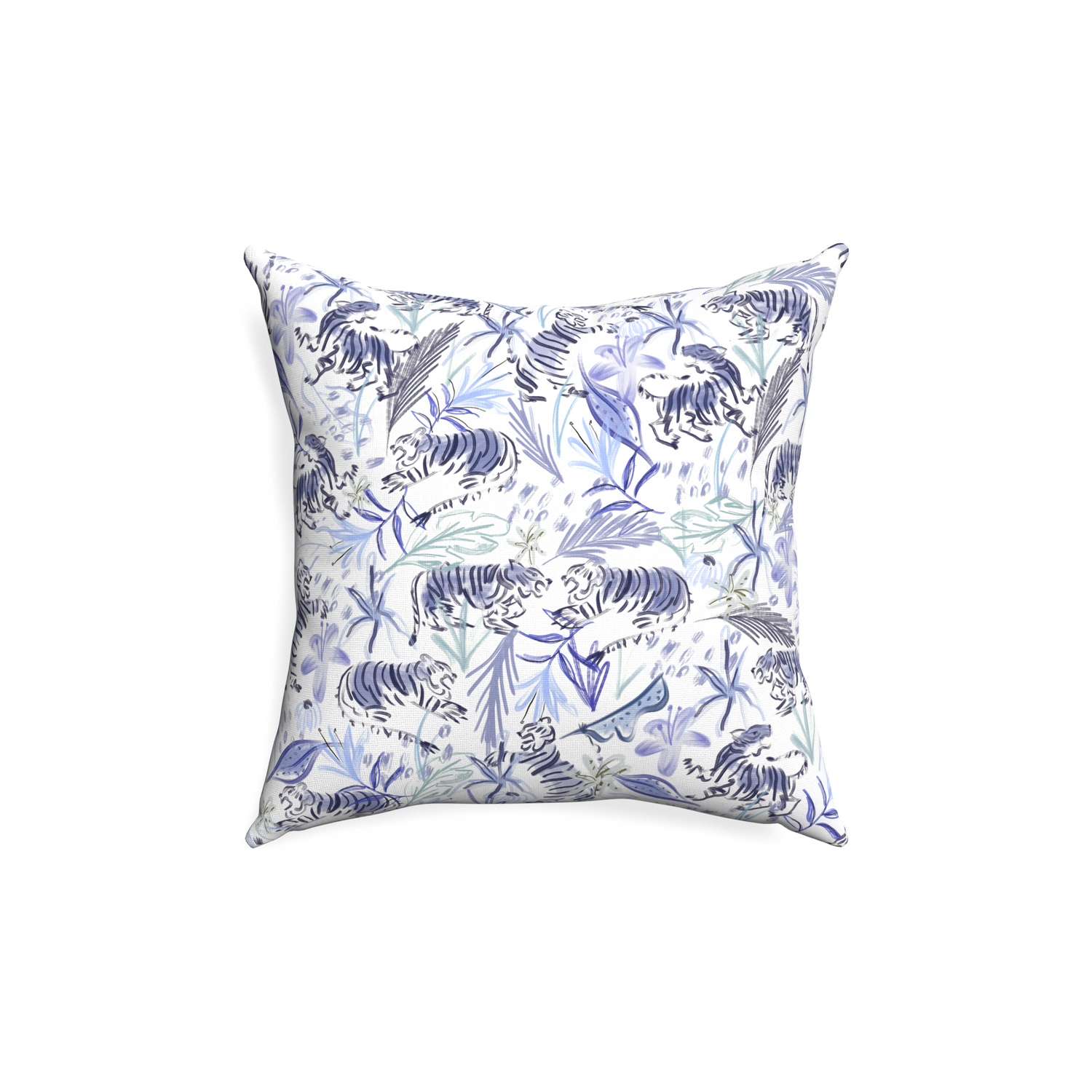 18-square frida blue custom blue with intricate tiger designpillow with none on white background