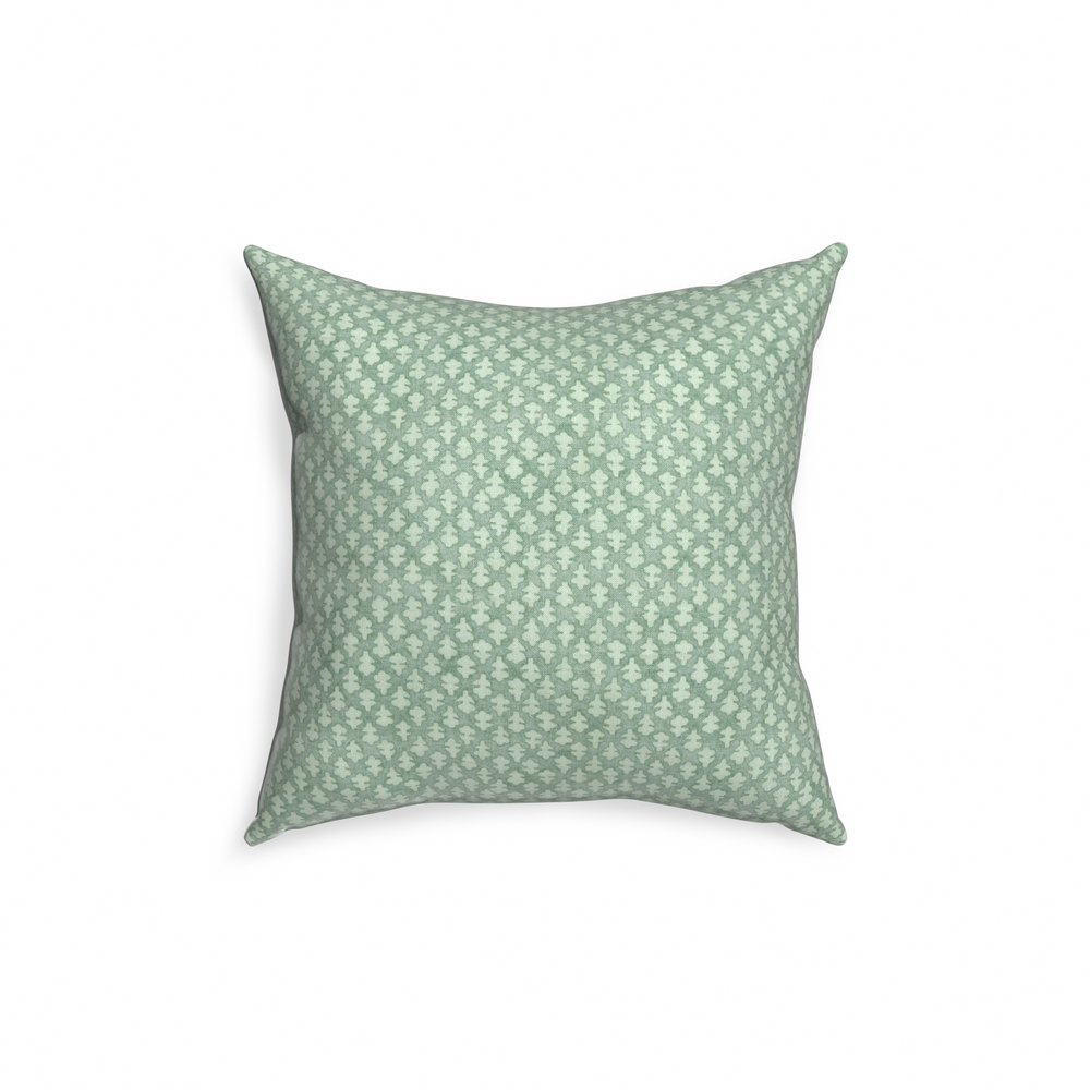 18-square quinn celadon custom pillow with n on white background