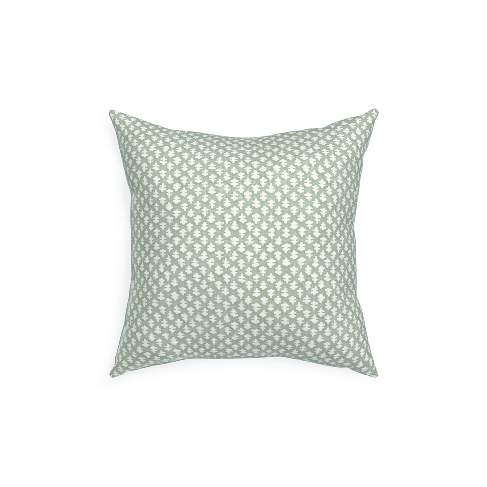 18-square quinn eucalyptus custom pillow with n on white background