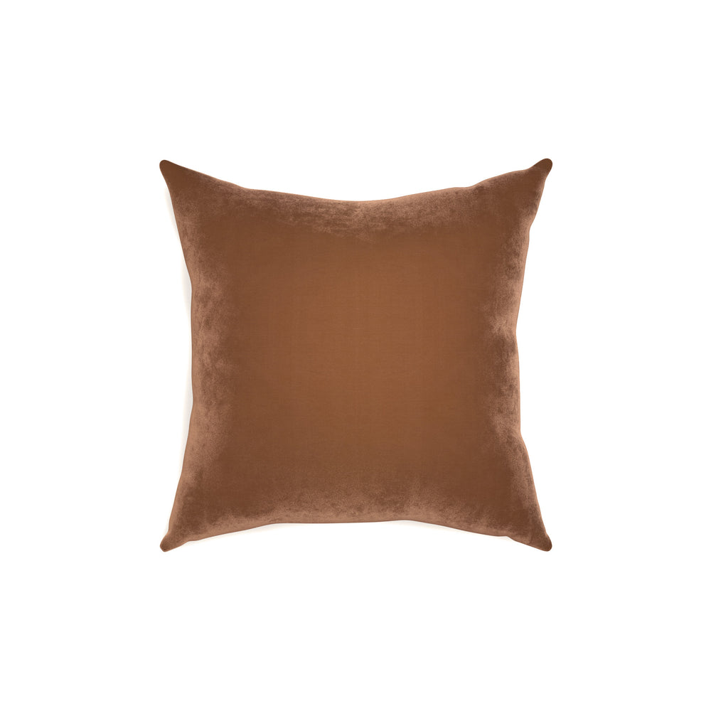 18-square honey velvet custom pillow with n on white background