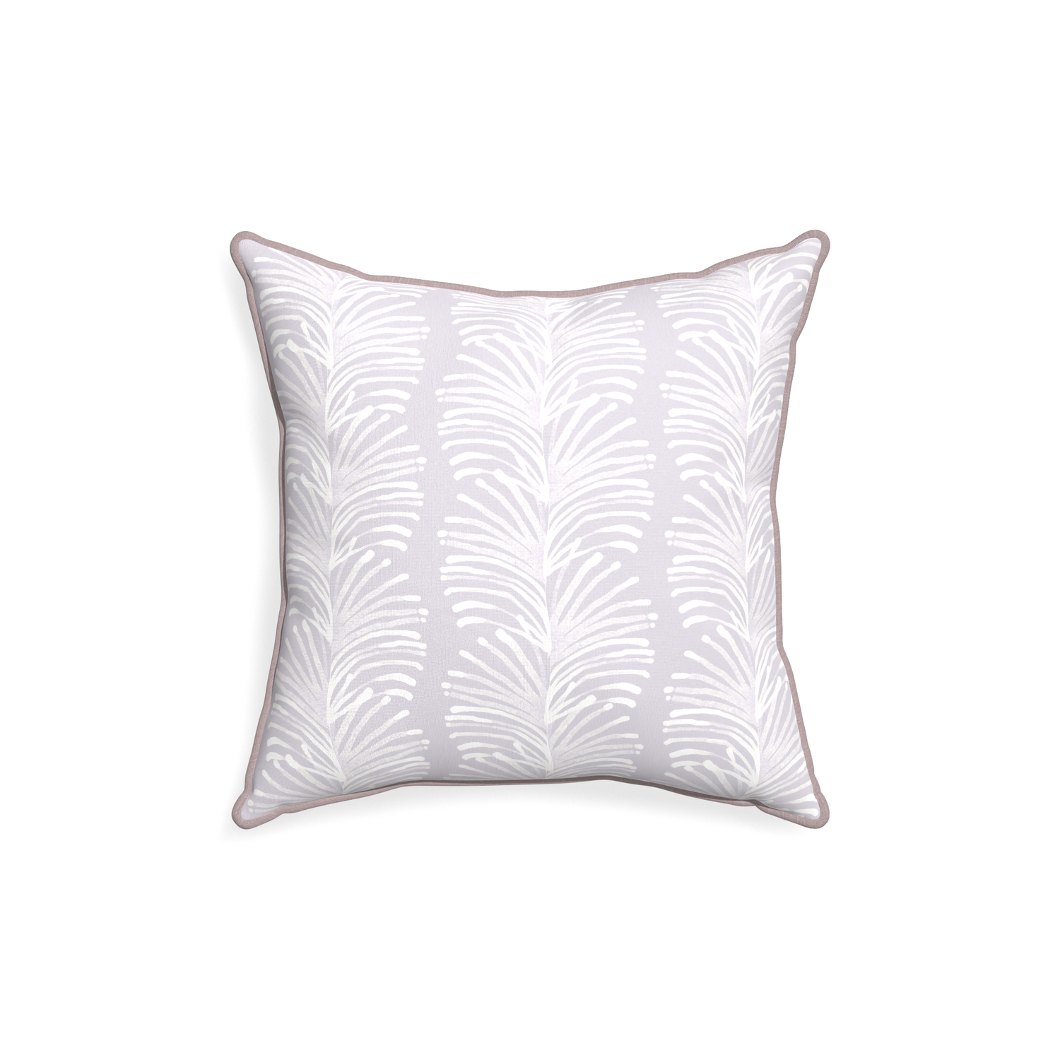 18-square emma lavender custom lavender botanical stripepillow with orchid piping on white background