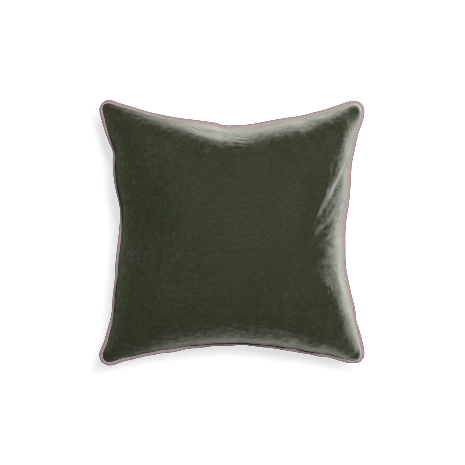 18-square fern velvet custom fern greenpillow with orchid piping on white background