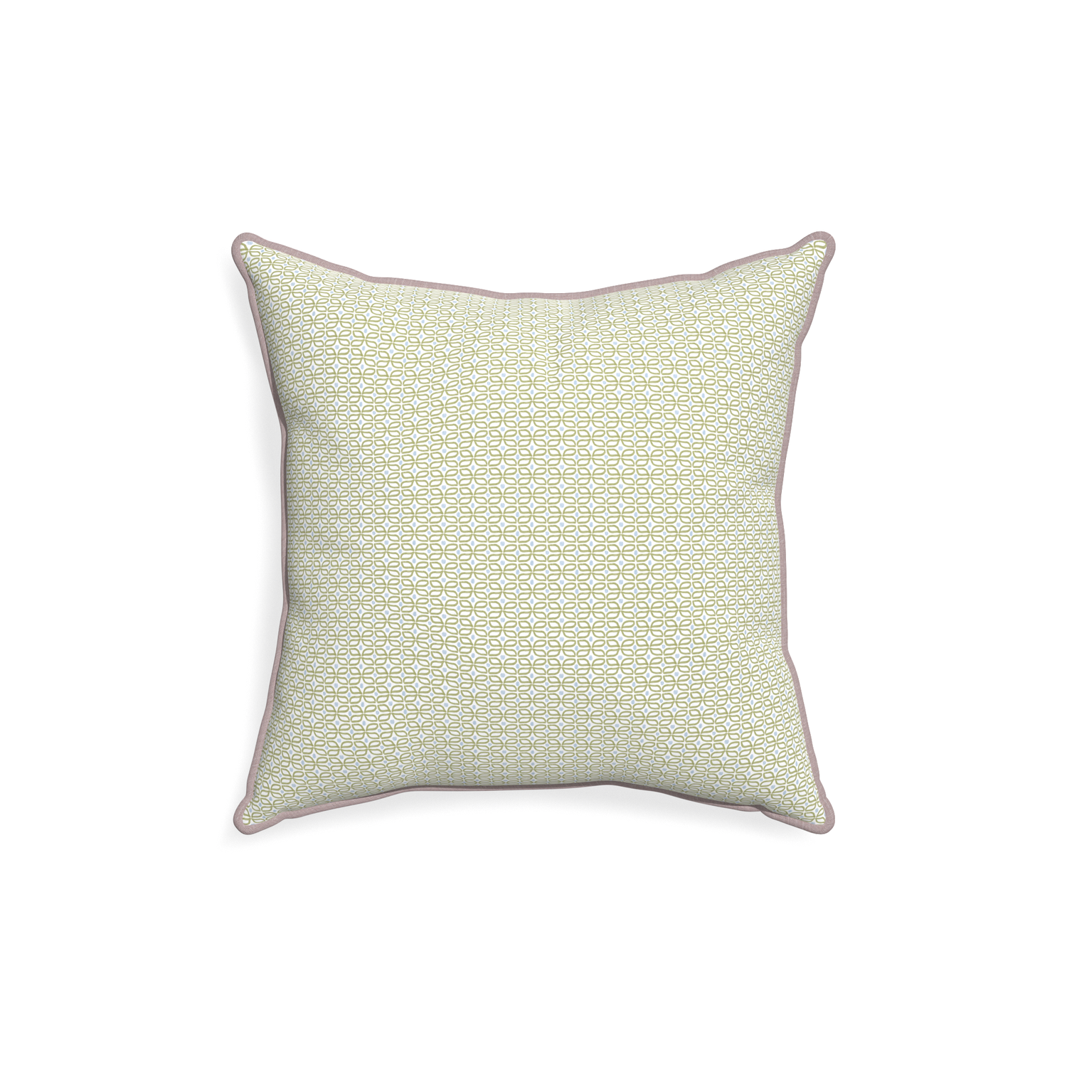 18-square loomi moss custom moss green geometricpillow with orchid piping on white background