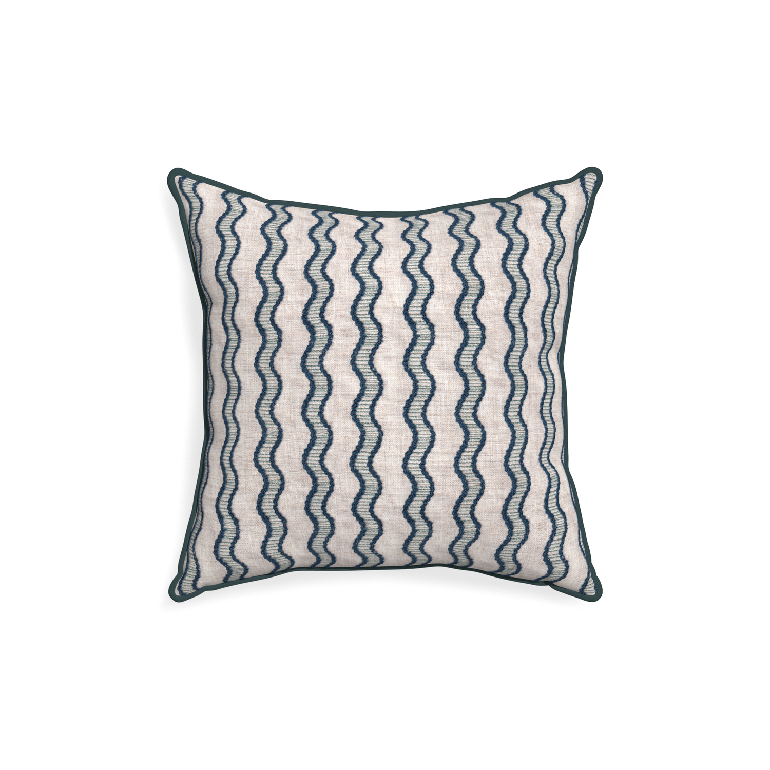 18-square beatrice custom embroidered wavepillow with p piping on white background