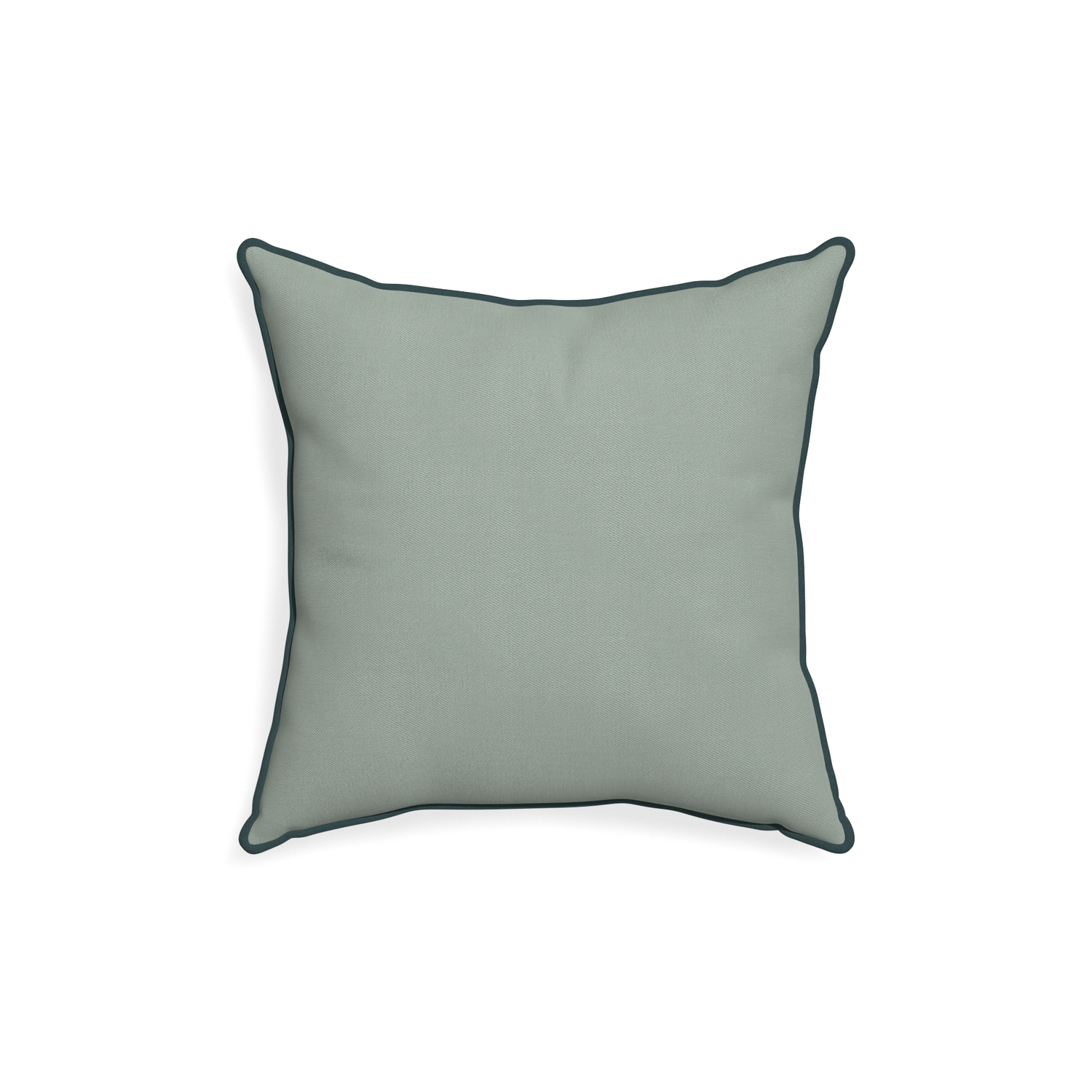 18-square sage custom sage green cottonpillow with p piping on white background