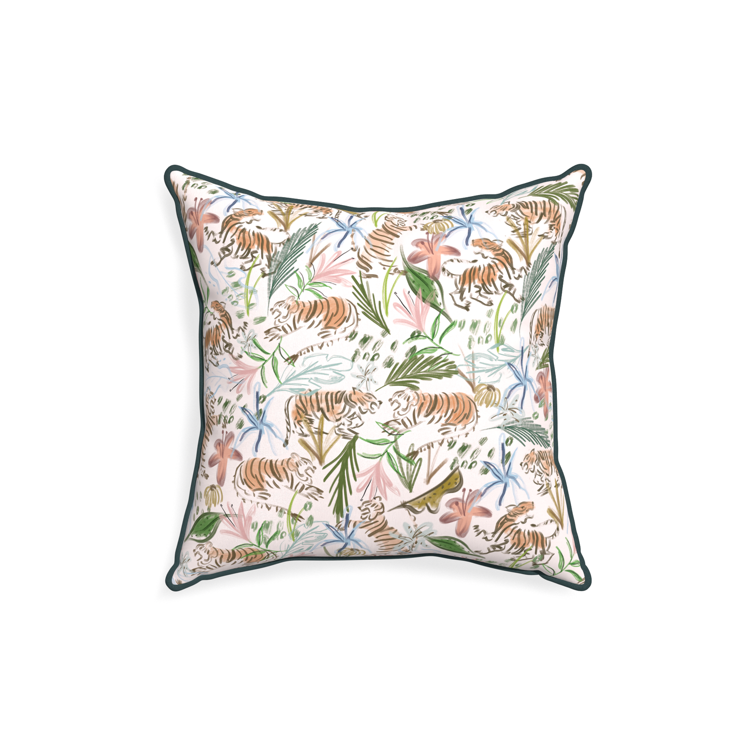 18-square frida pink custom pink chinoiserie tigerpillow with p piping on white background