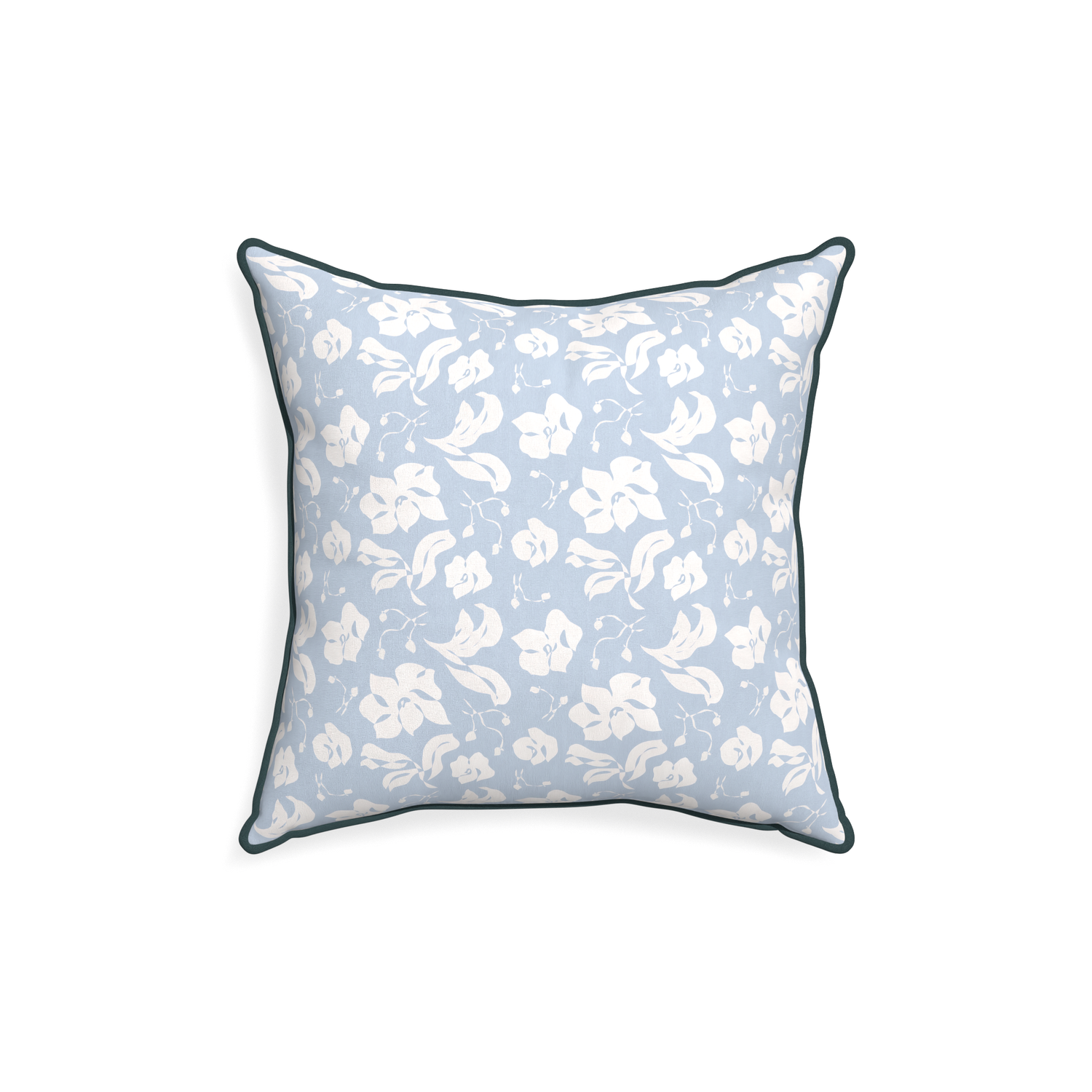 18-square georgia custom cornflower blue floralpillow with p piping on white background