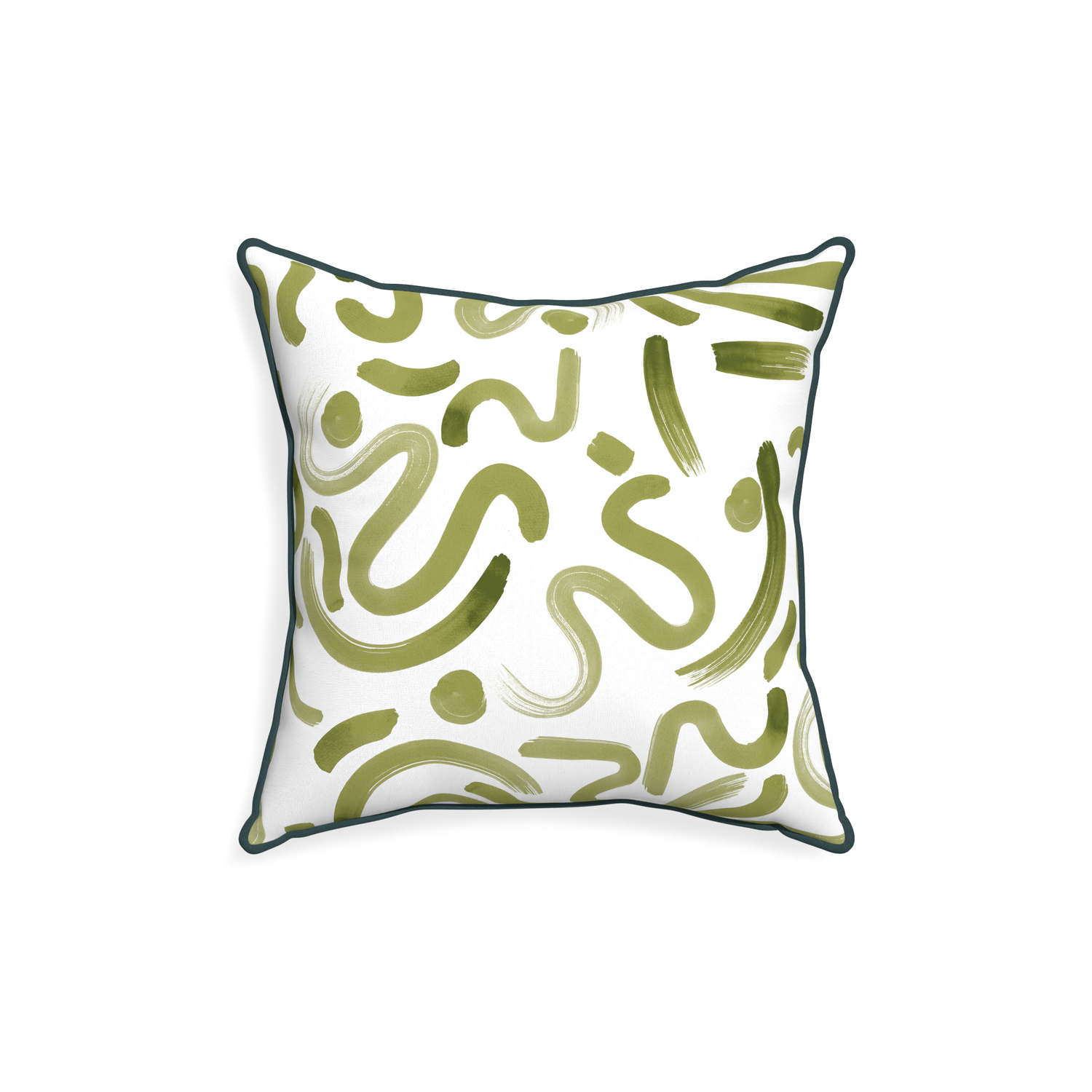 18-square hockney moss custom moss greenpillow with p piping on white background