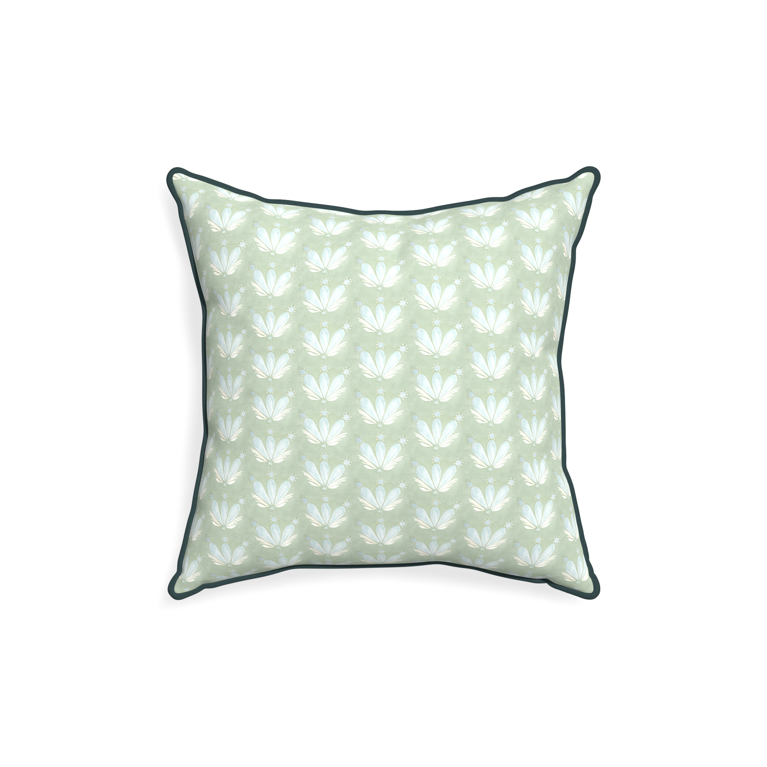 18-square serena sea salt custom blue & green floral drop repeatpillow with p piping on white background