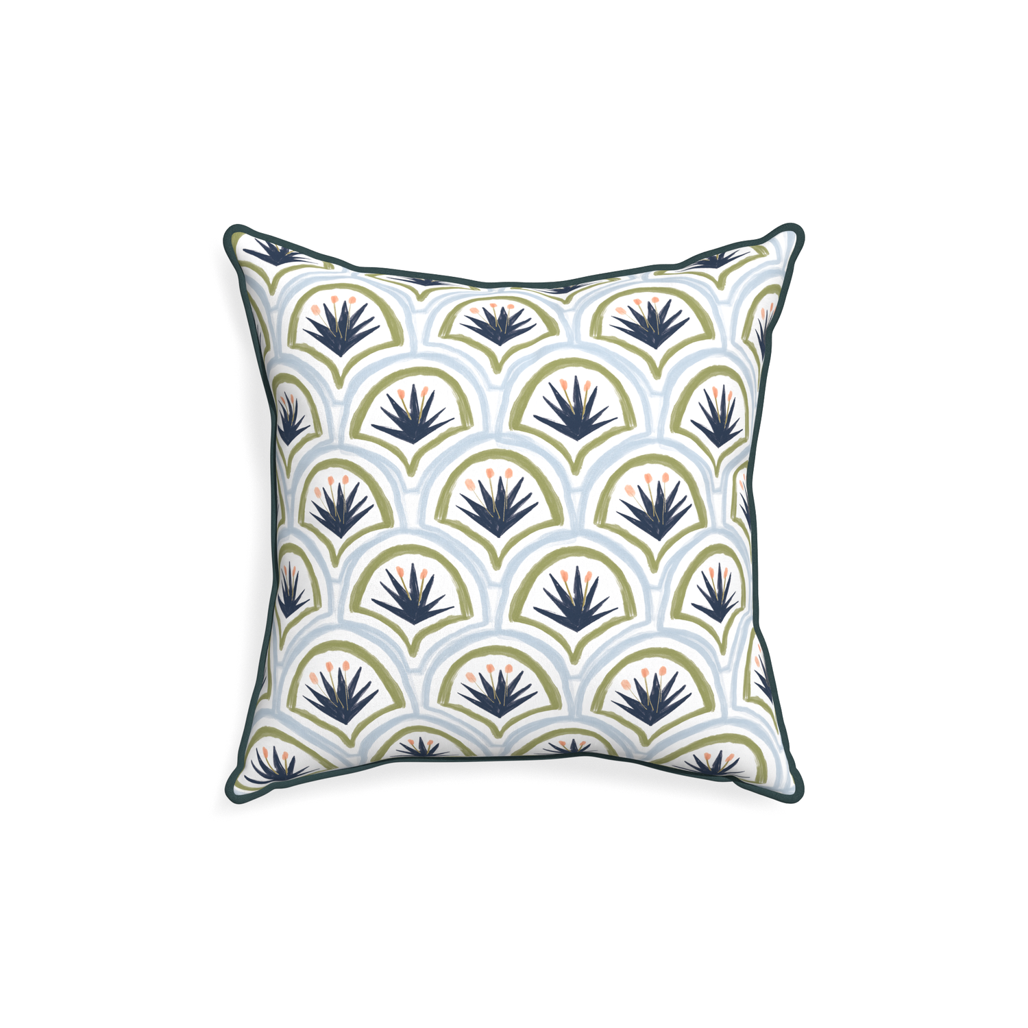 18-square thatcher midnight custom art deco palm patternpillow with p piping on white background