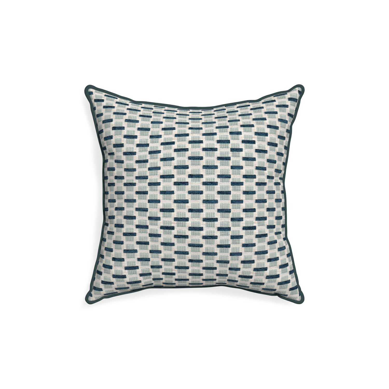 18-square willow amalfi custom blue geometric chenillepillow with p piping on white background