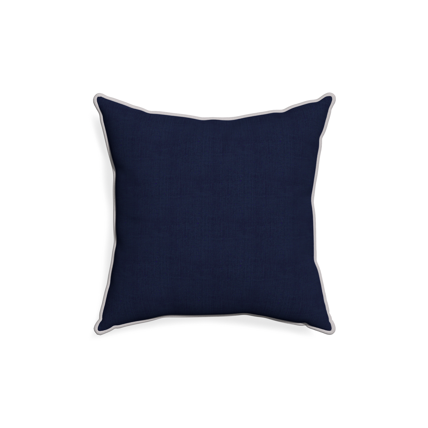 18-square midnight custom pillow with pebble piping on white background