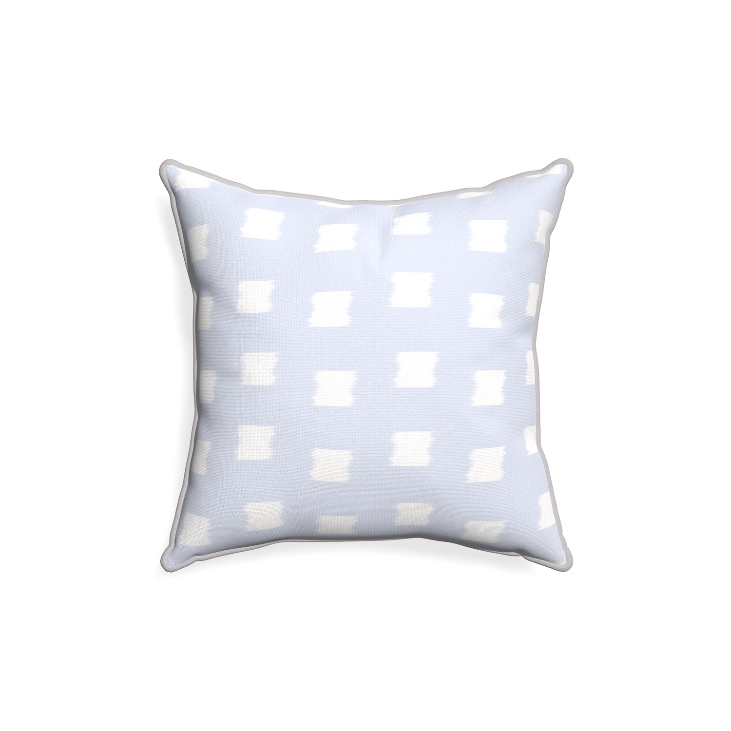 18-square denton custom pillow with pebble piping on white background