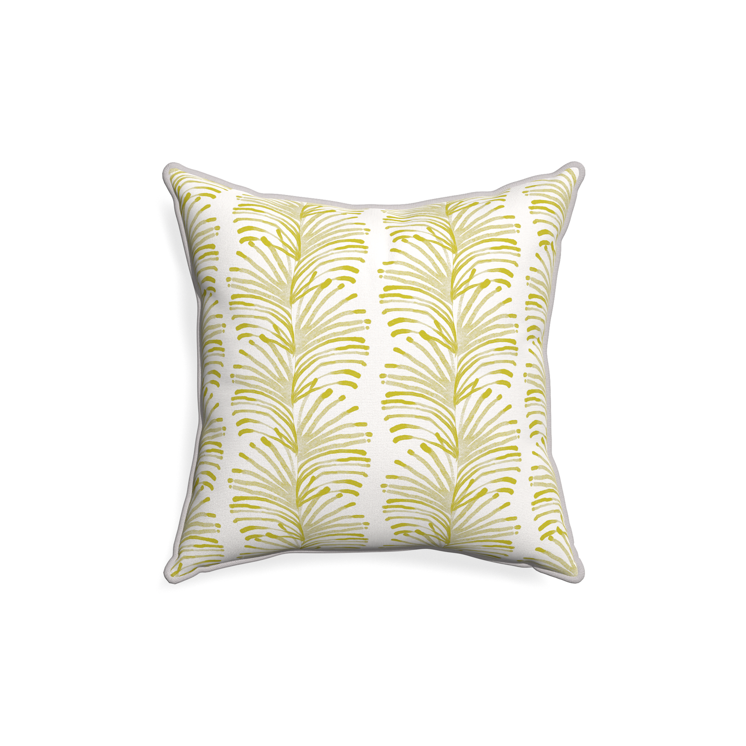 18-square emma chartreuse custom pillow with pebble piping on white background