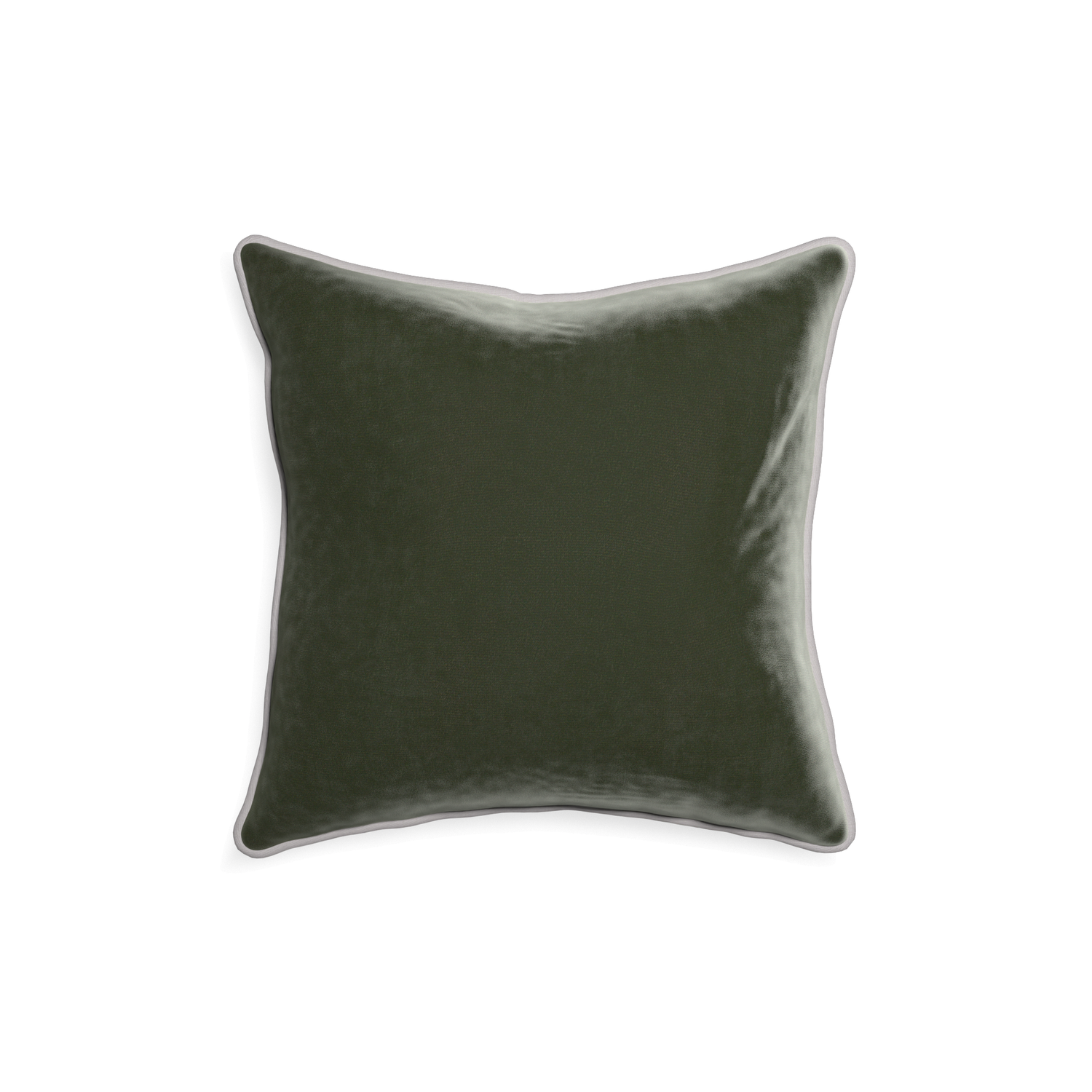 18-square fern velvet custom pillow with pebble piping on white background