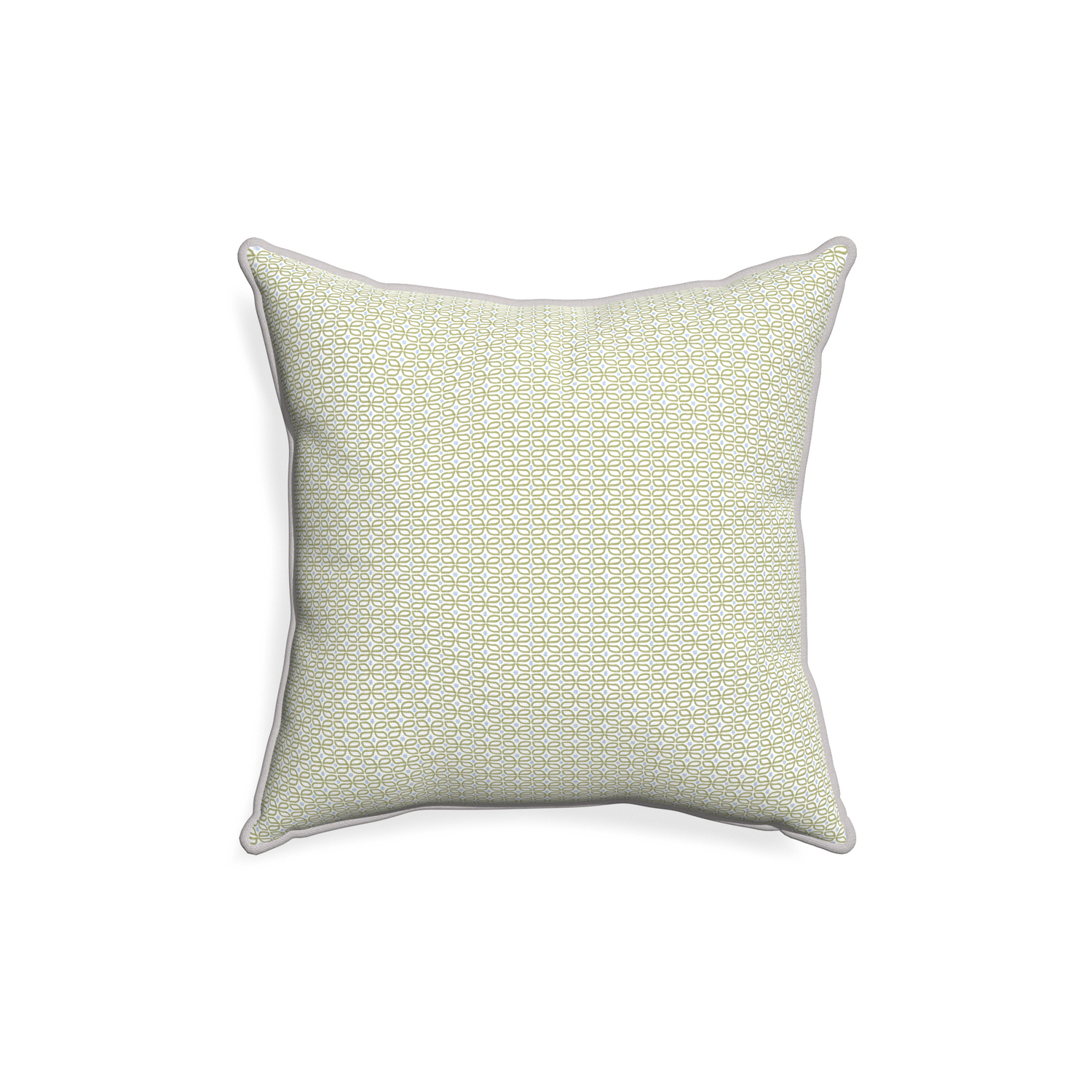 18-square loomi moss custom moss green geometricpillow with pebble piping on white background