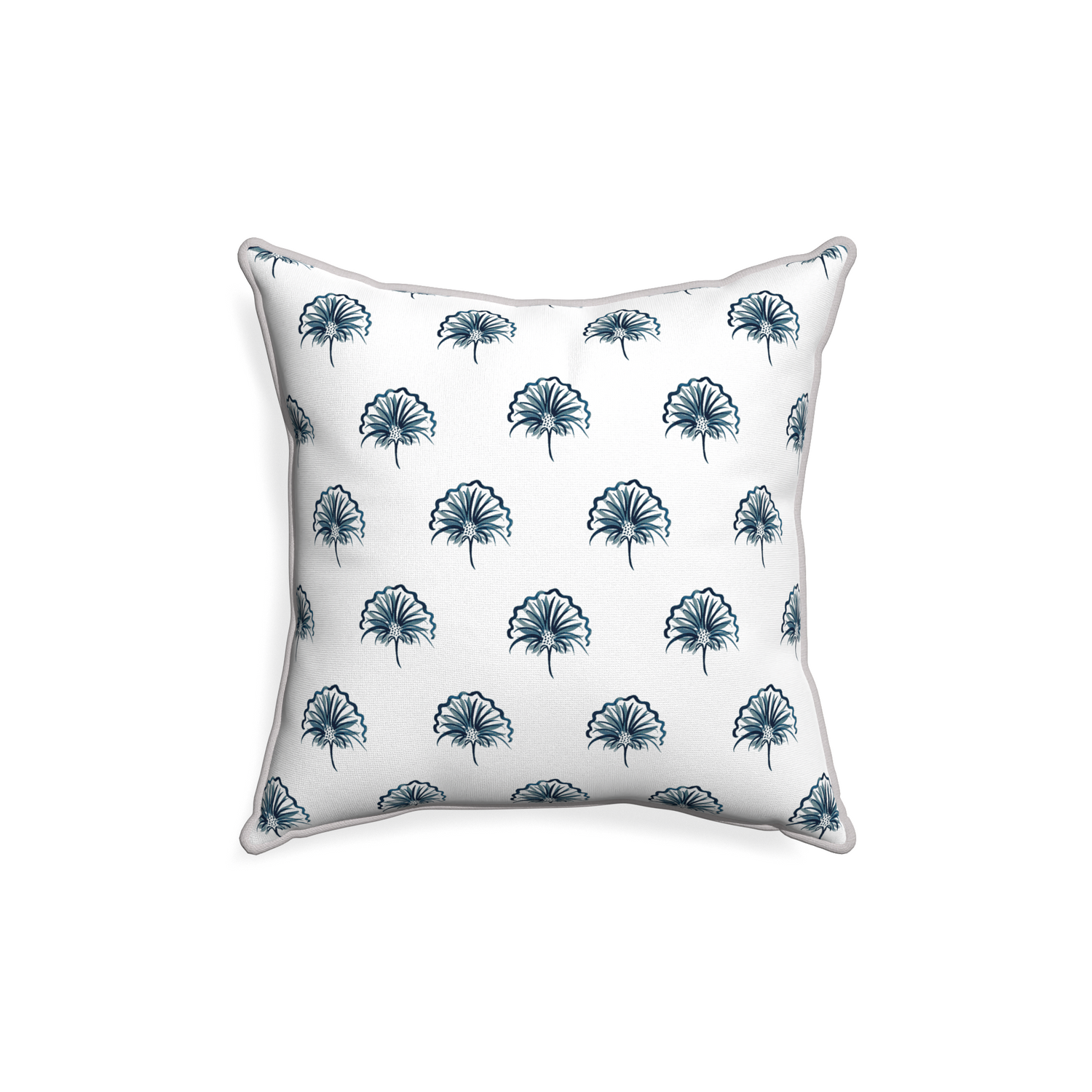 18-square penelope midnight custom floral navypillow with pebble piping on white background