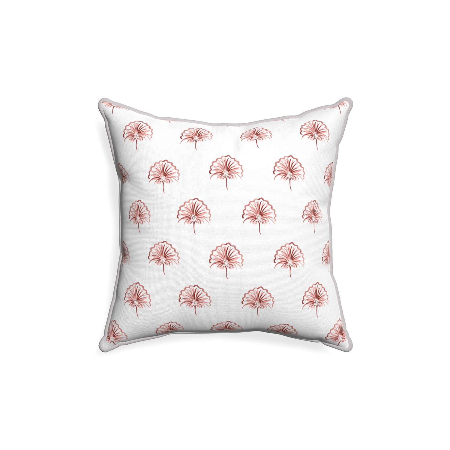 18-square penelope rose custom pillow with pebble piping on white background