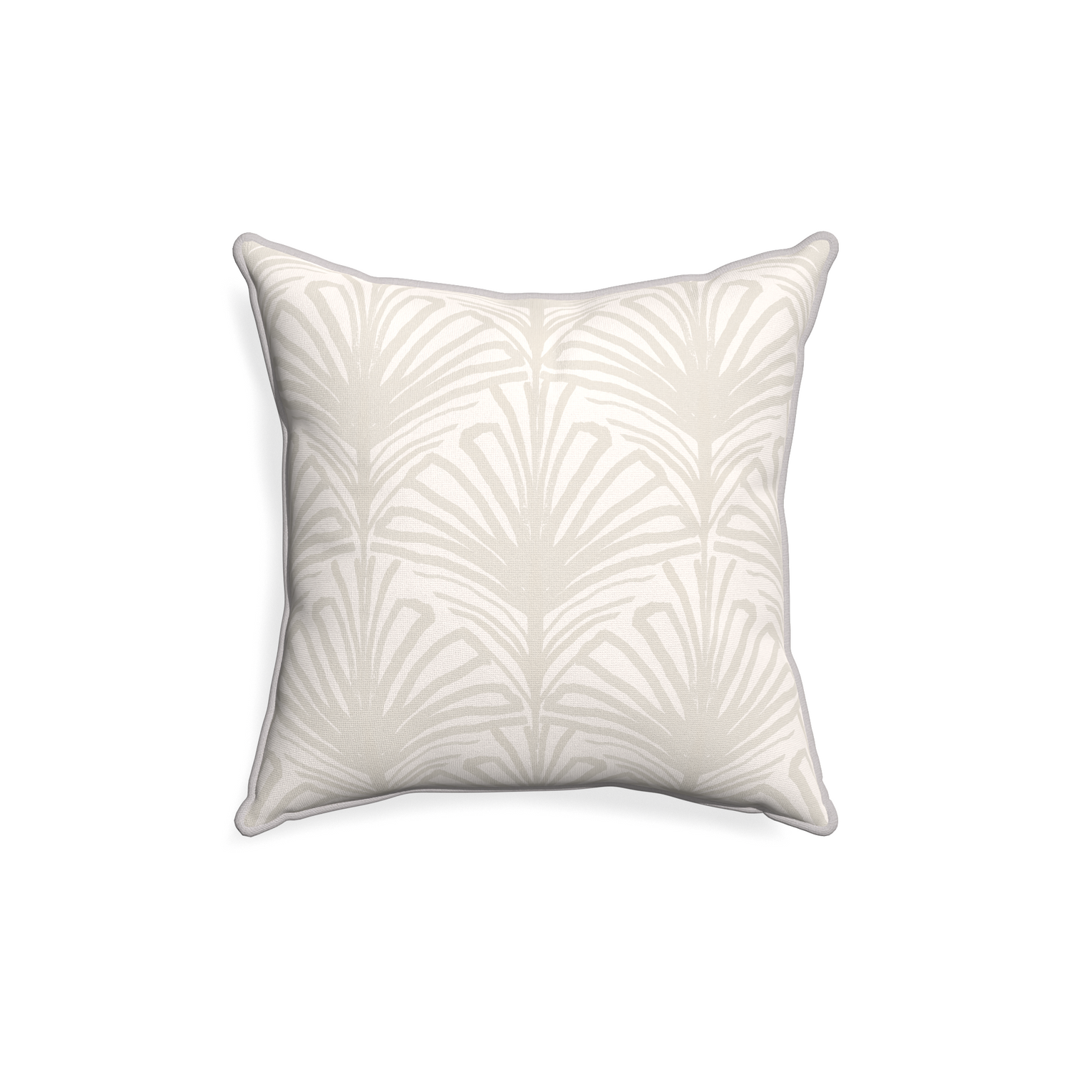 18-square suzy sand custom pillow with pebble piping on white background