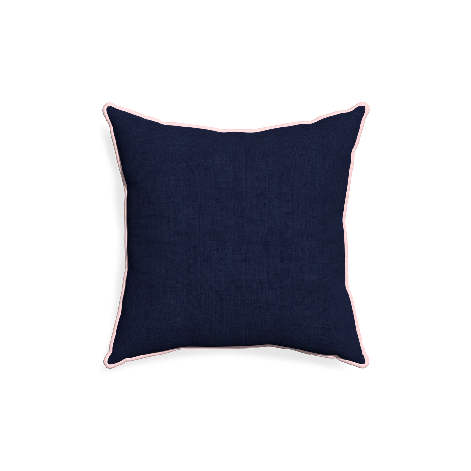 18-square midnight custom pillow with petal piping on white background